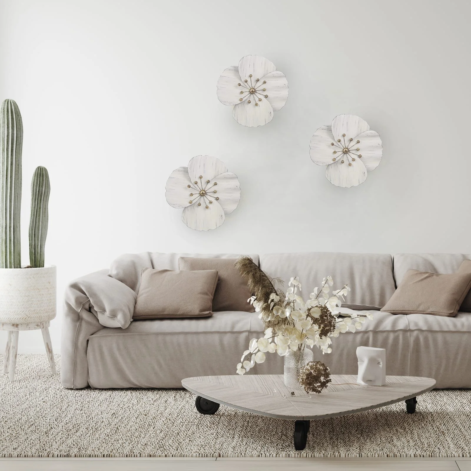 Metal 18" Wall Flower, White,wb - Image 9