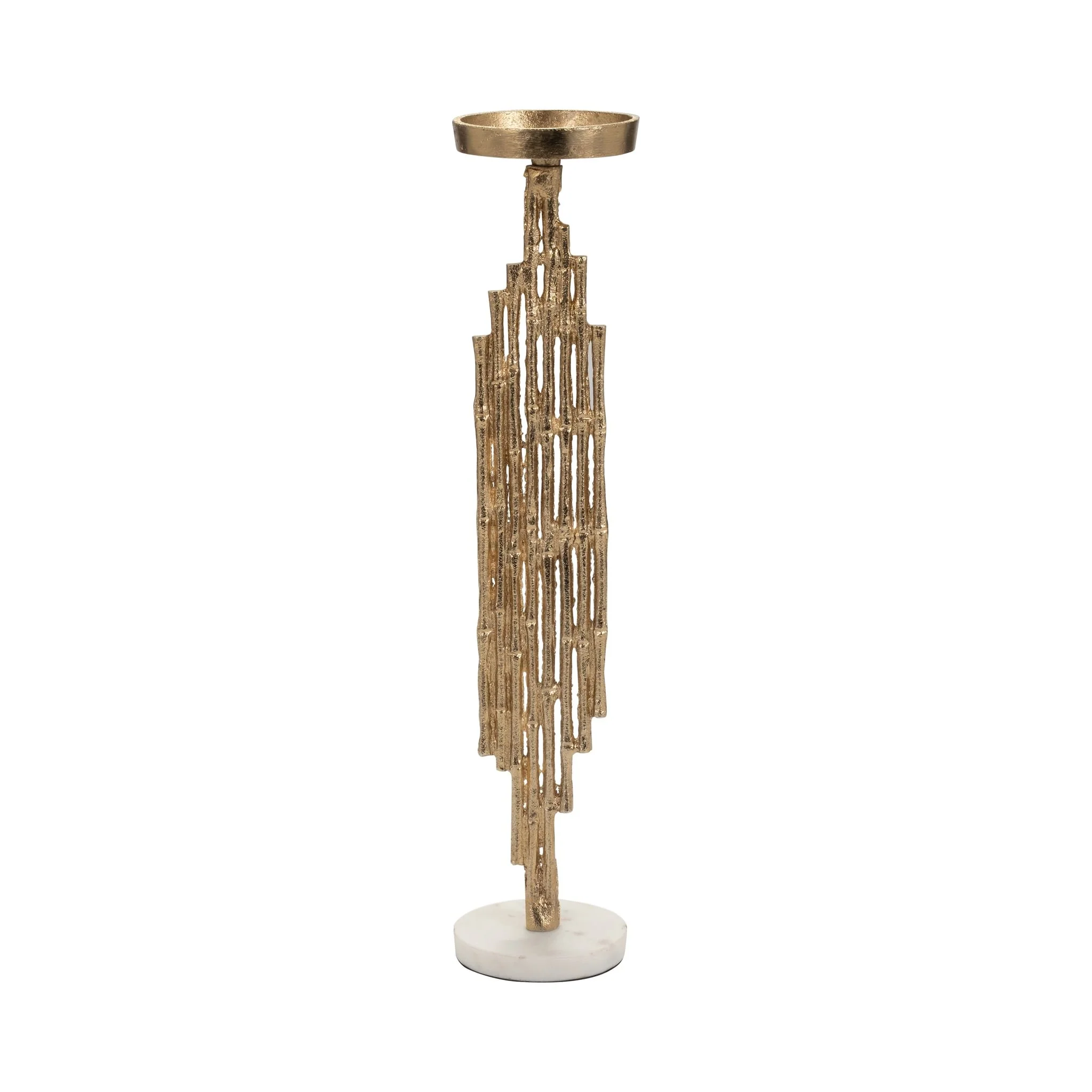 Metal, 19" Contemporary Candle Holder, Gold