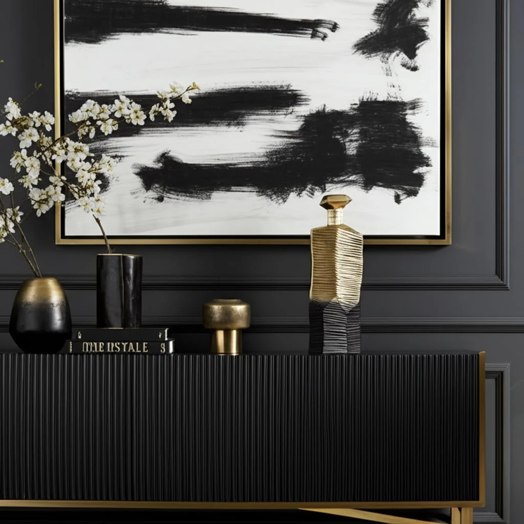 Metal,20",rigged Vase,gold/black - Image 13