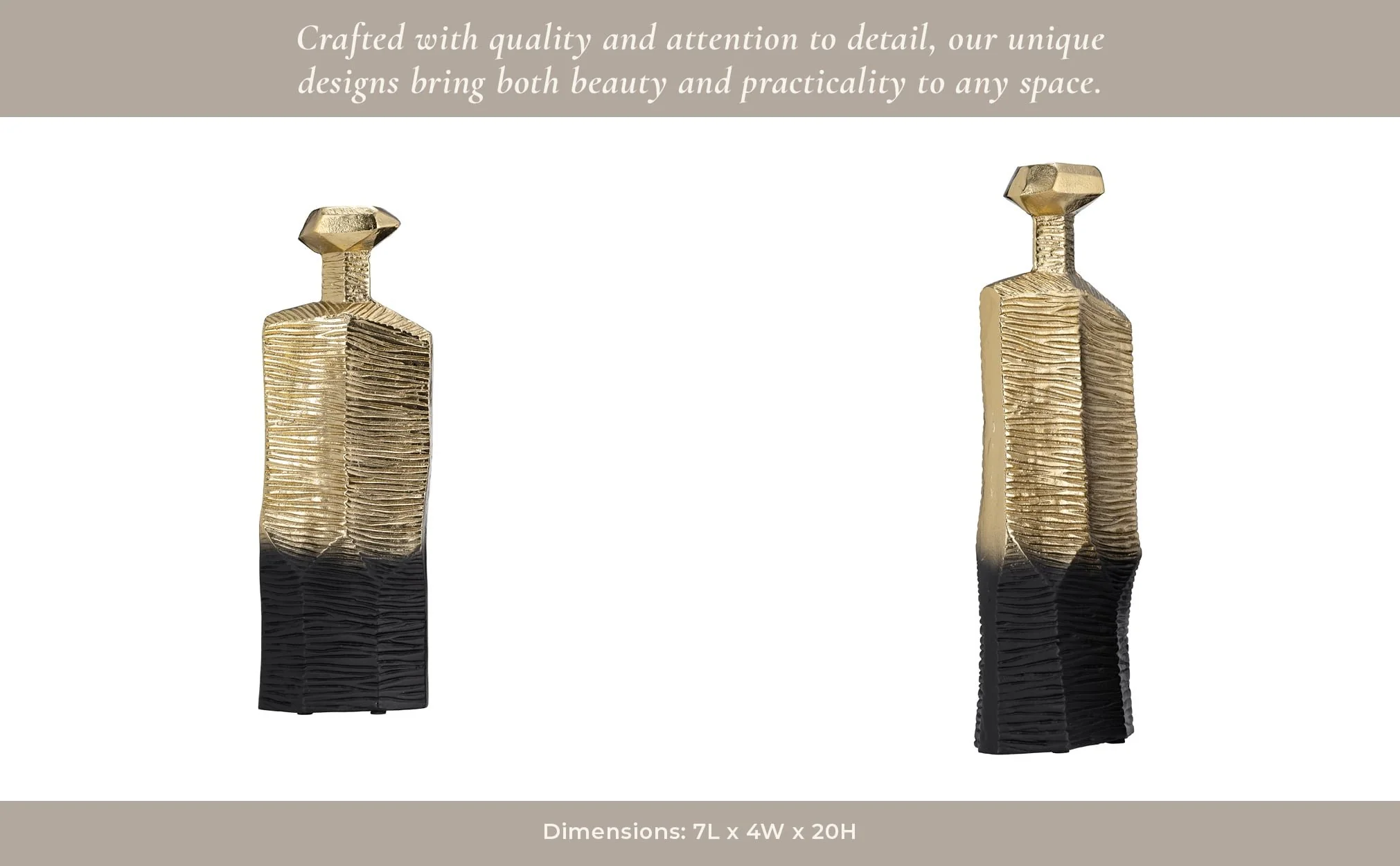 Metal,20",rigged Vase,gold/black - Image 15