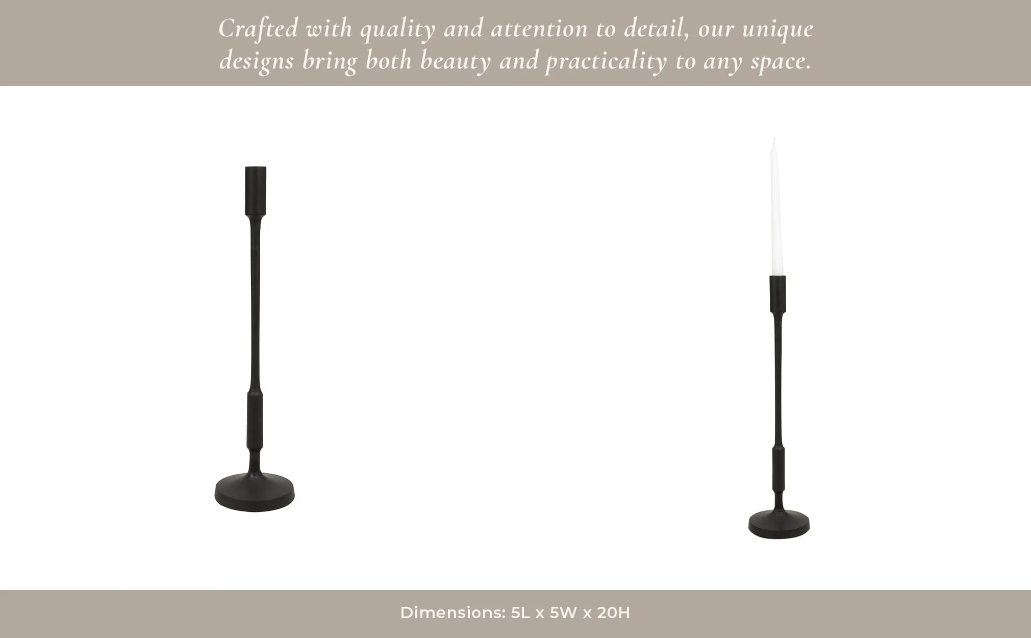 Metal, 20"h Taper Candle Holder, Black - Image 14