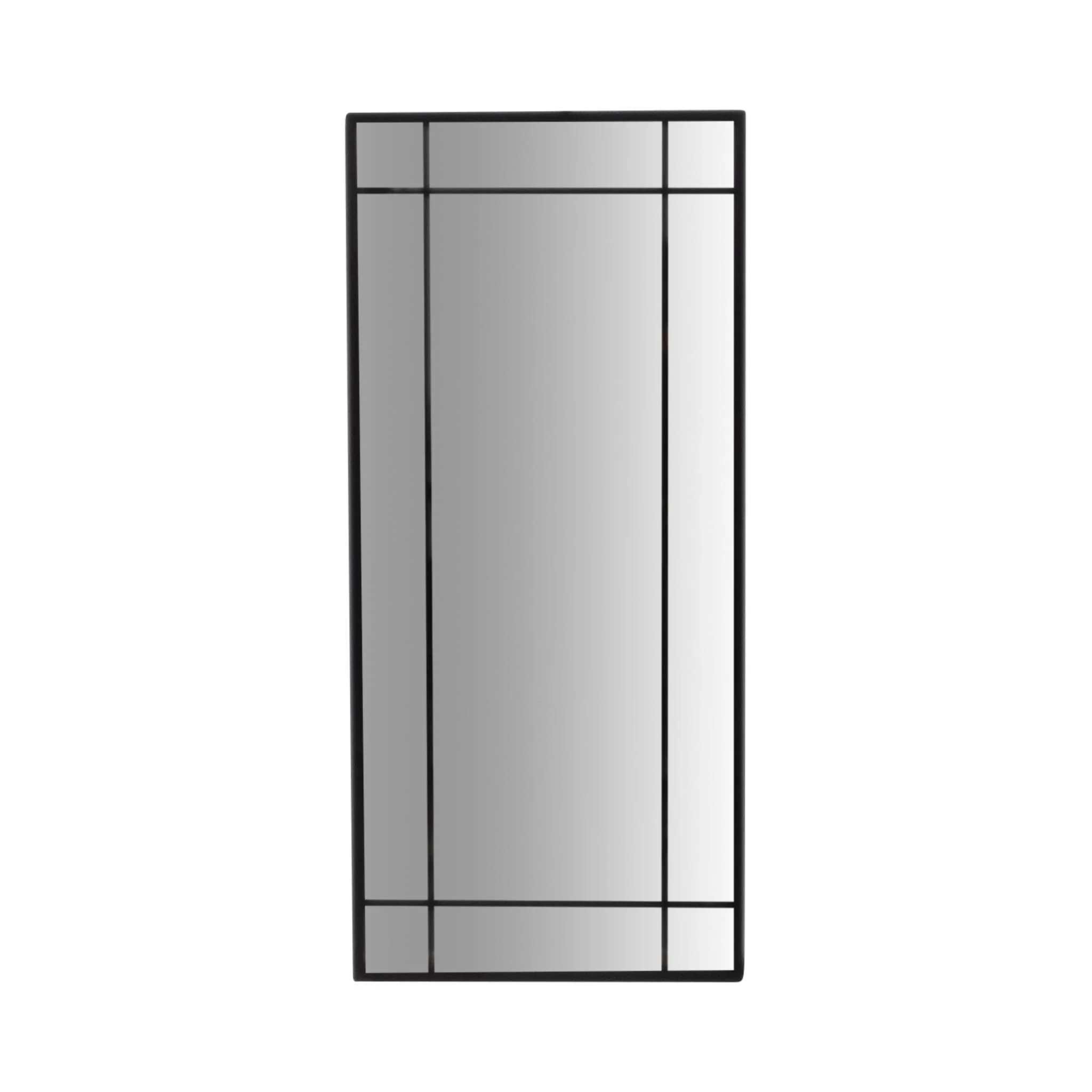 Metal, 20x43 Windowpane Mirror, Black - Image 2