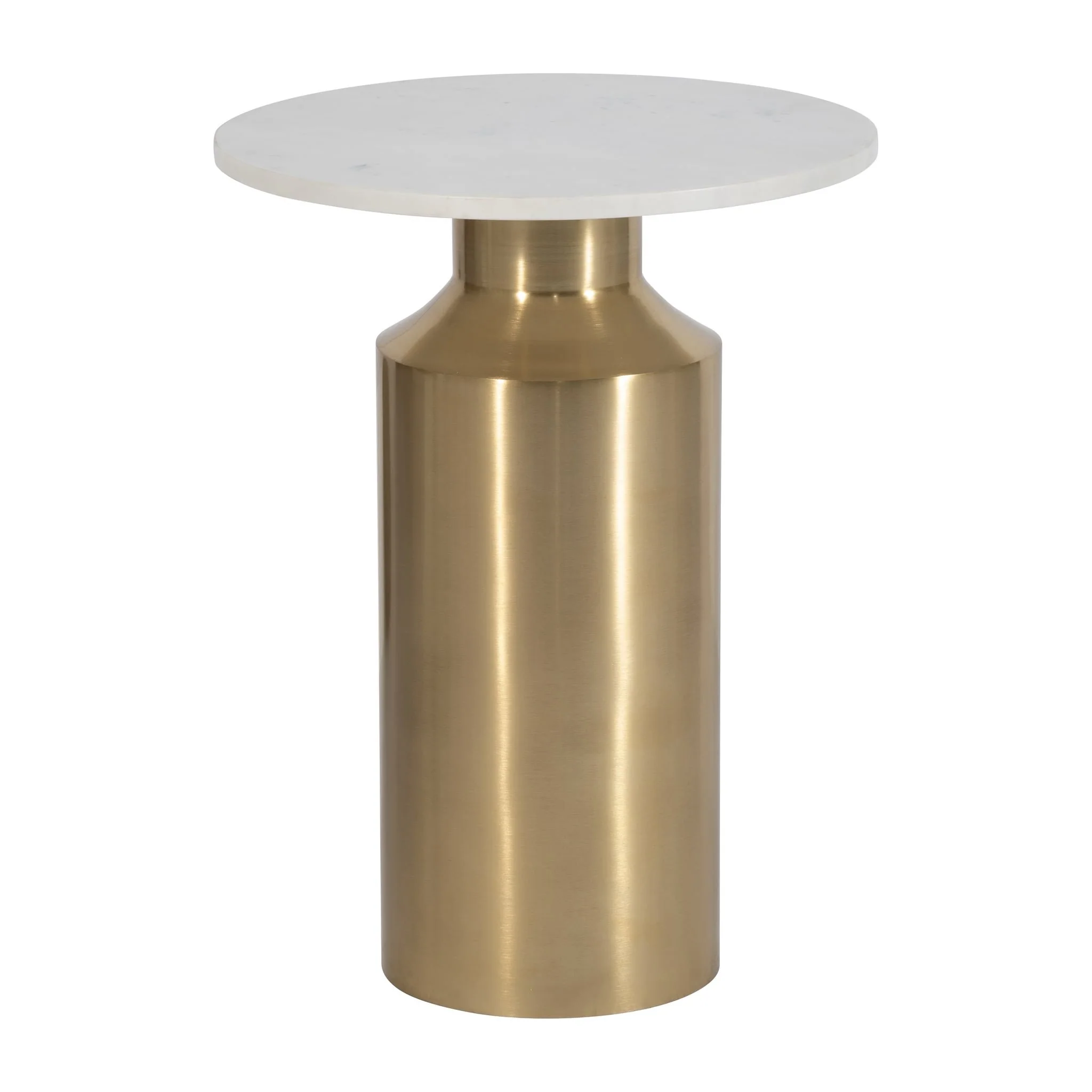 Metal, 22" Marble Top Side Table, Gold Kd - Image 2