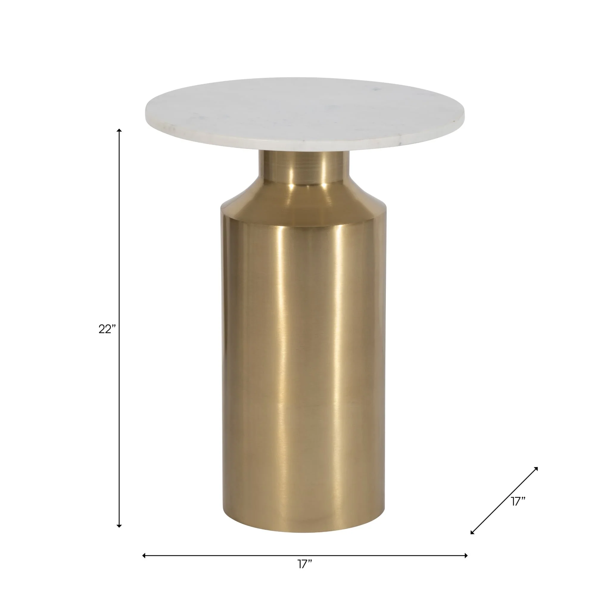 Metal, 22" Marble Top Side Table, Gold Kd - Image 7