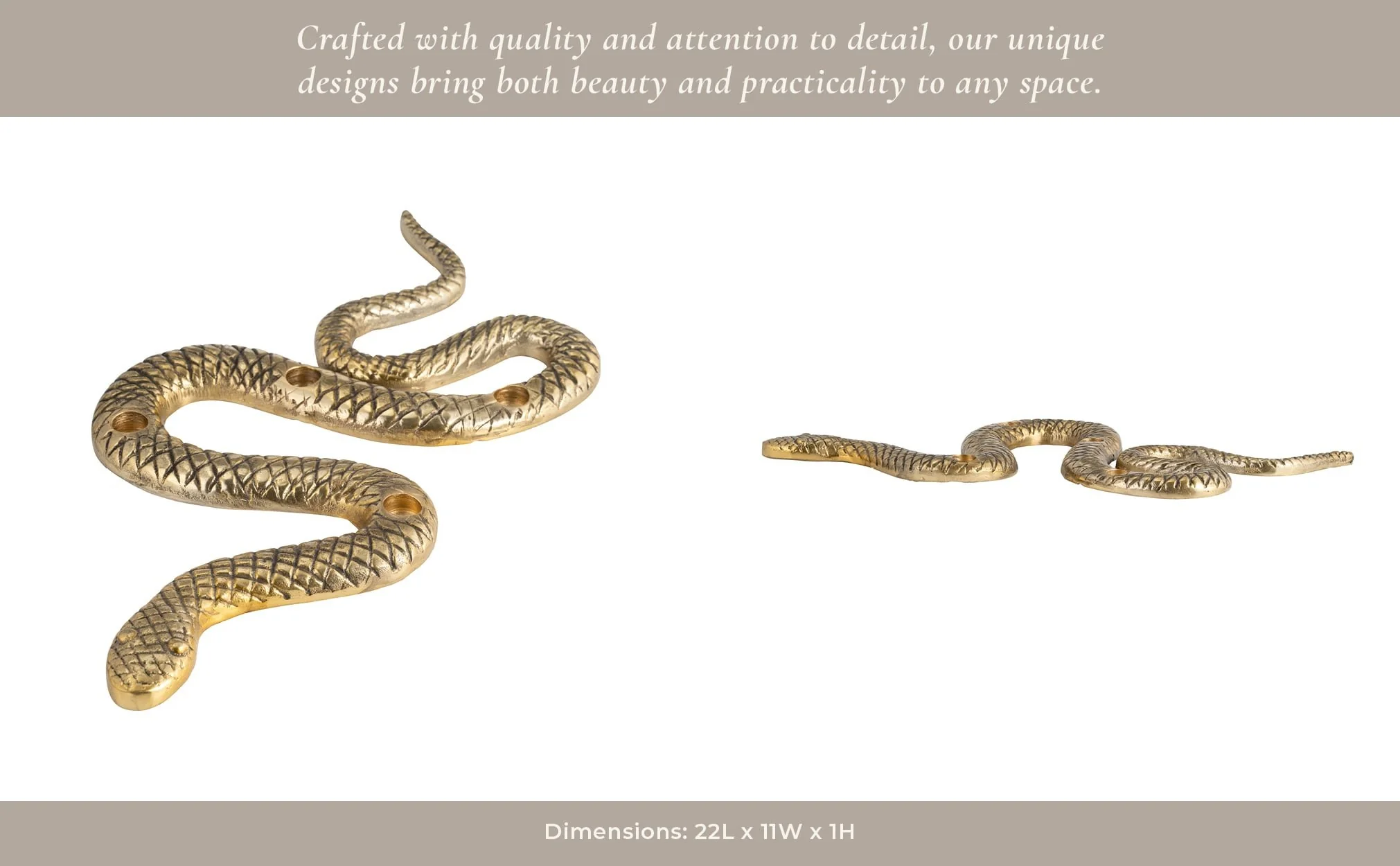Metal, 22" Snake 4-taper Candle Holder, Gold - Image 10