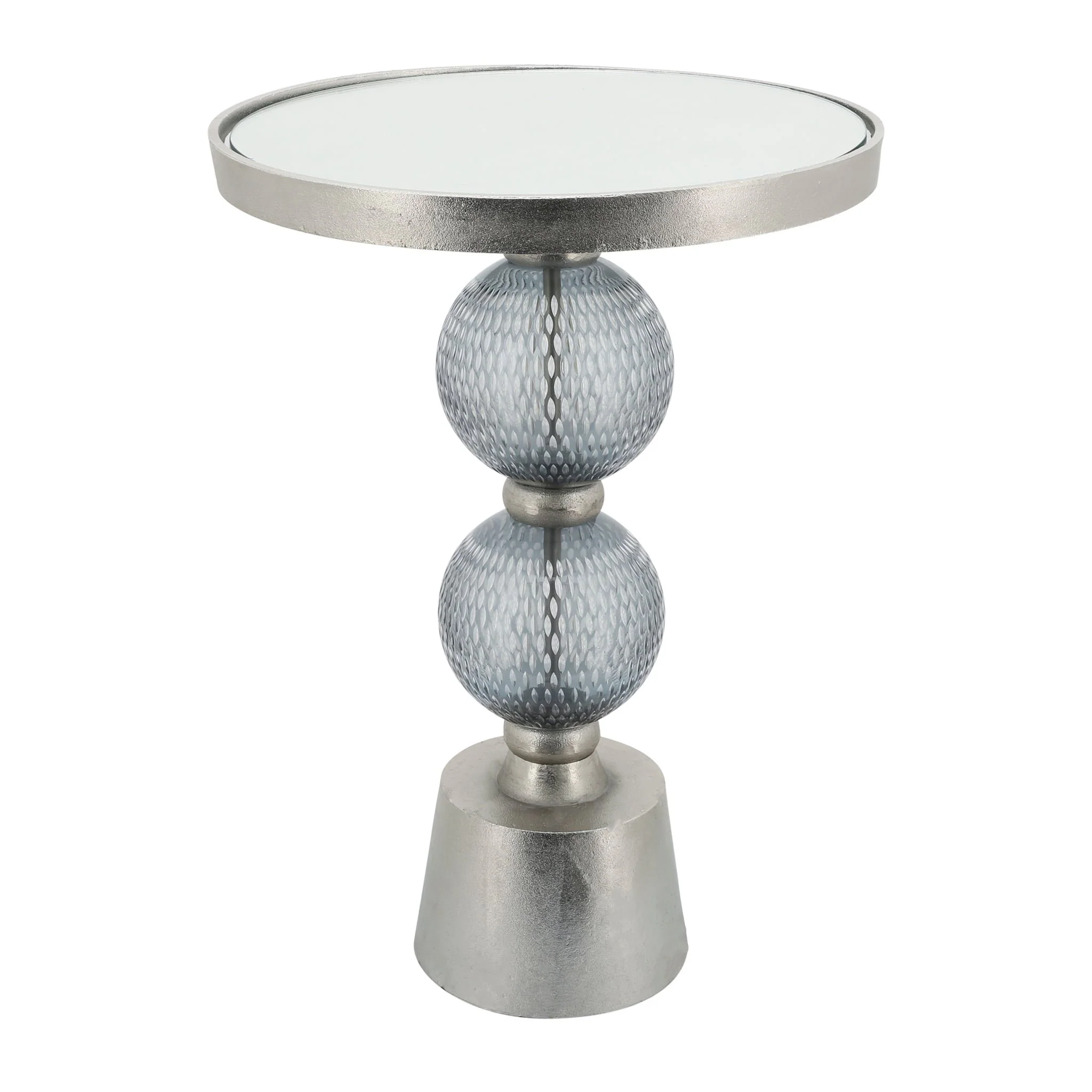 Metal, 22"h Orb Side Table, Mirror Top, Gry/brnz - Image 2