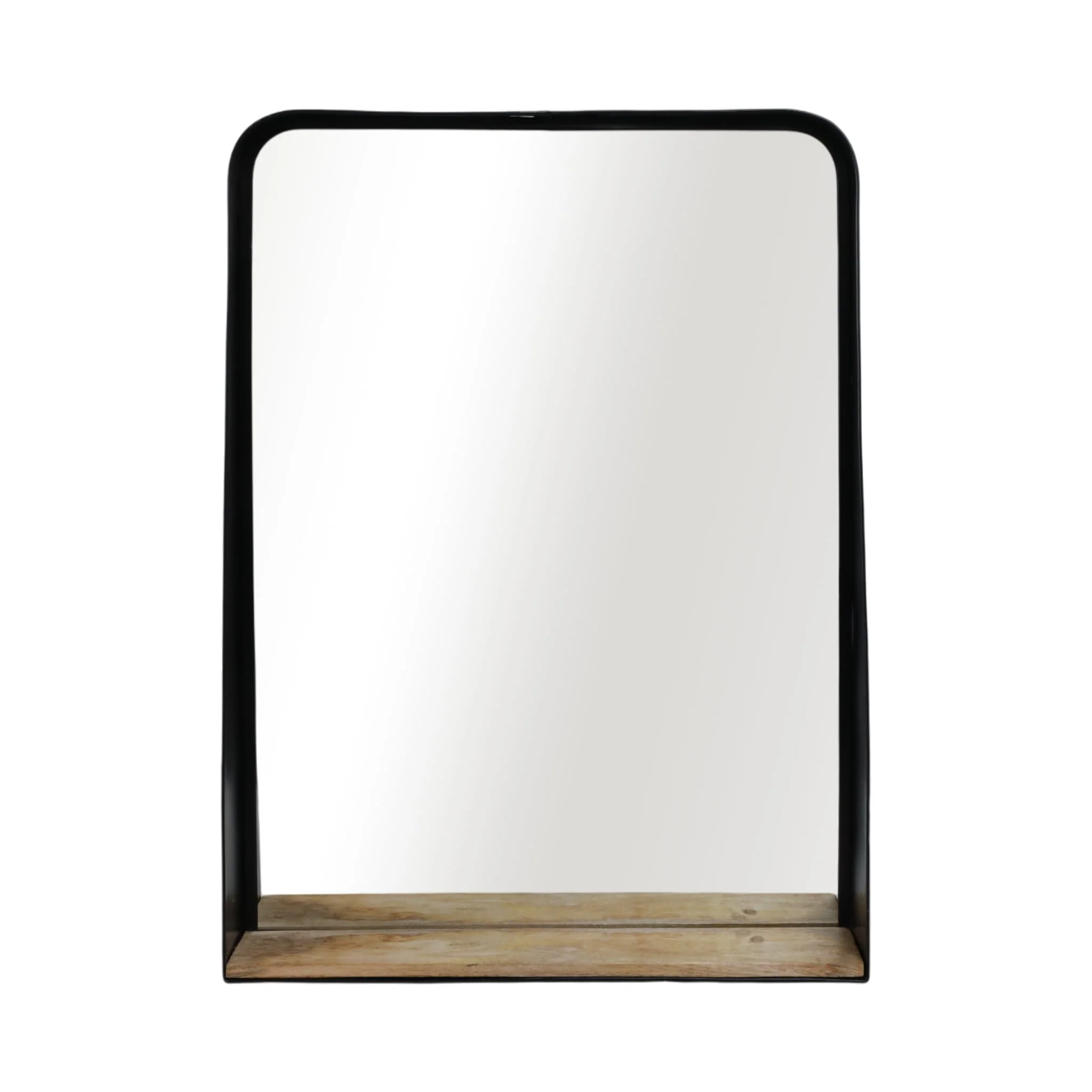 Metal, 22x30 Mirror W/ Shelf, Black/brown