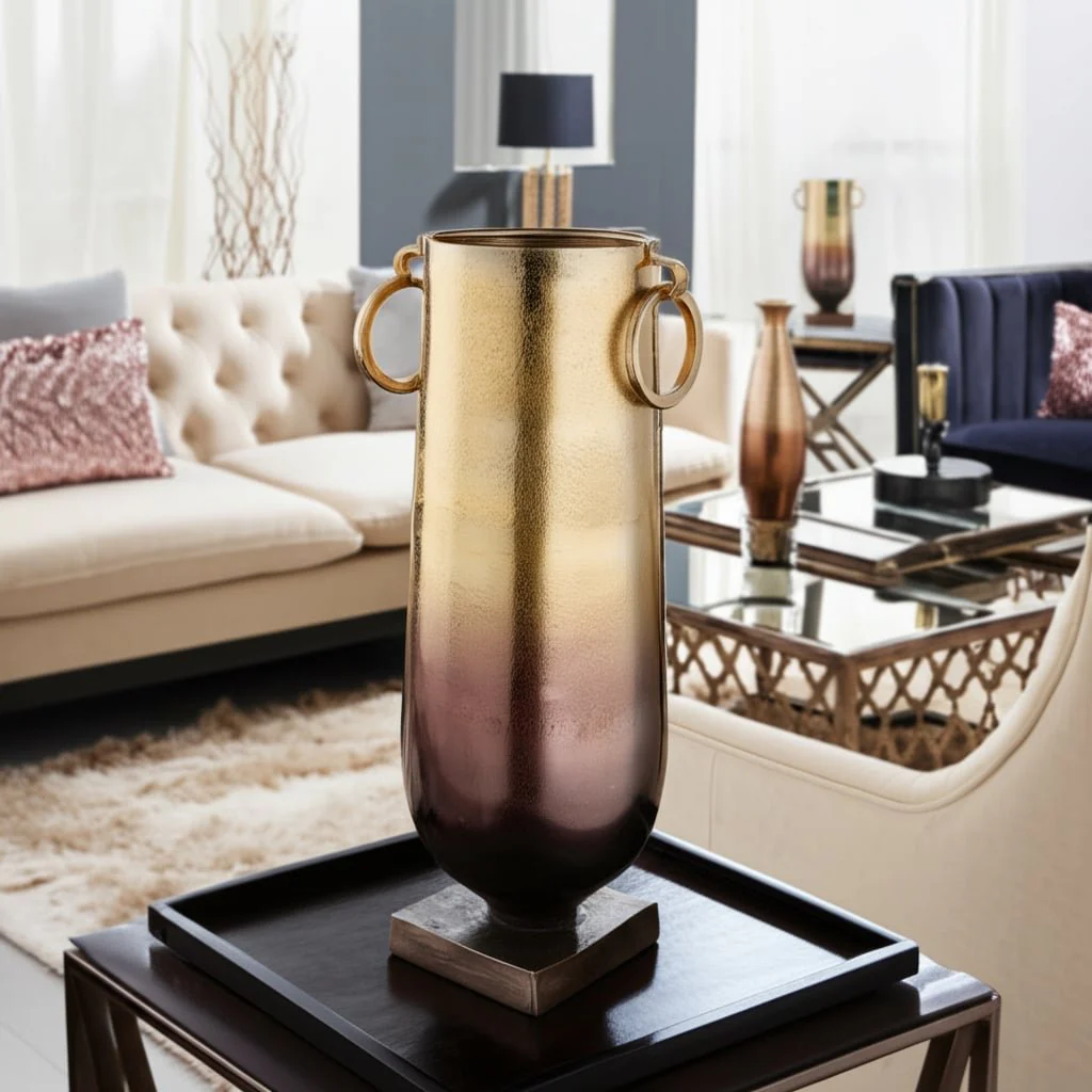 Metal, 23" Metallic Vase, Bronze - Image 13