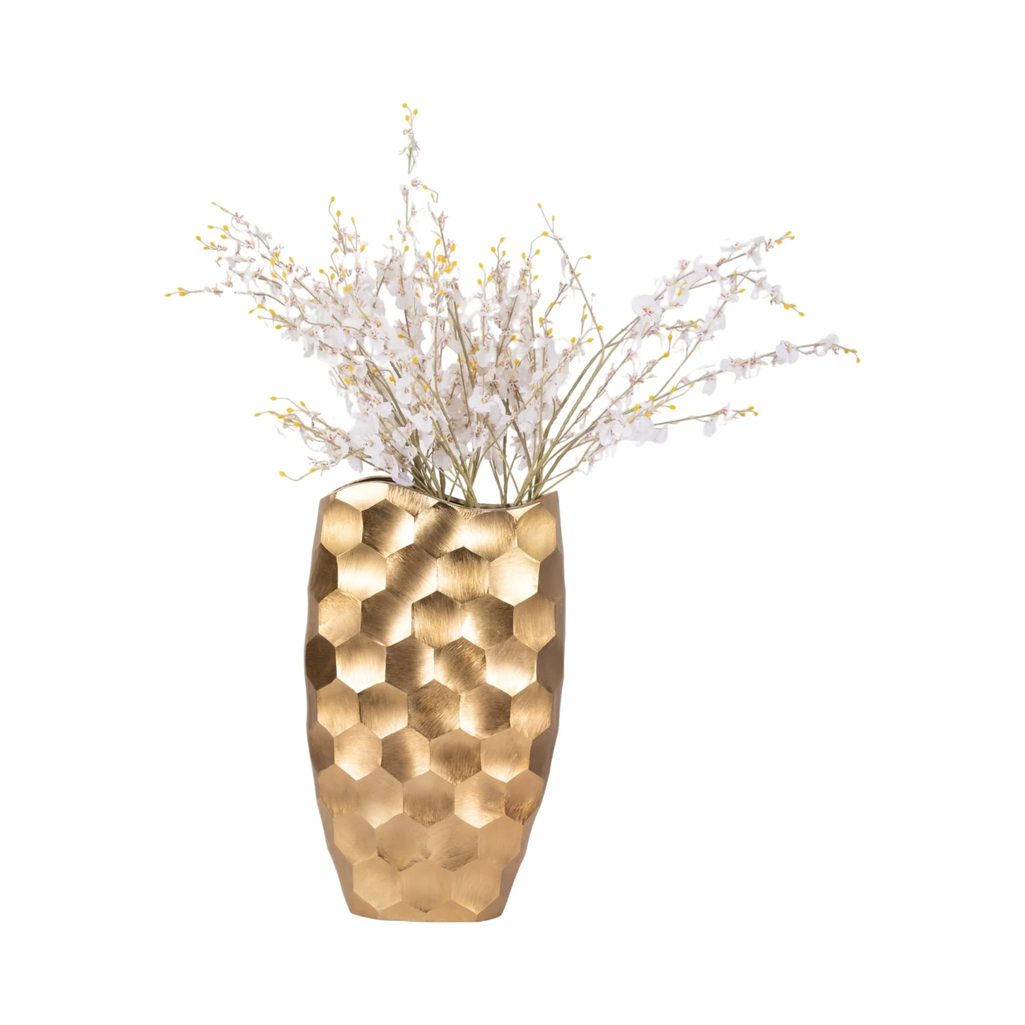 Metal, 24" Honeycomb Vase, Gold - Image 2