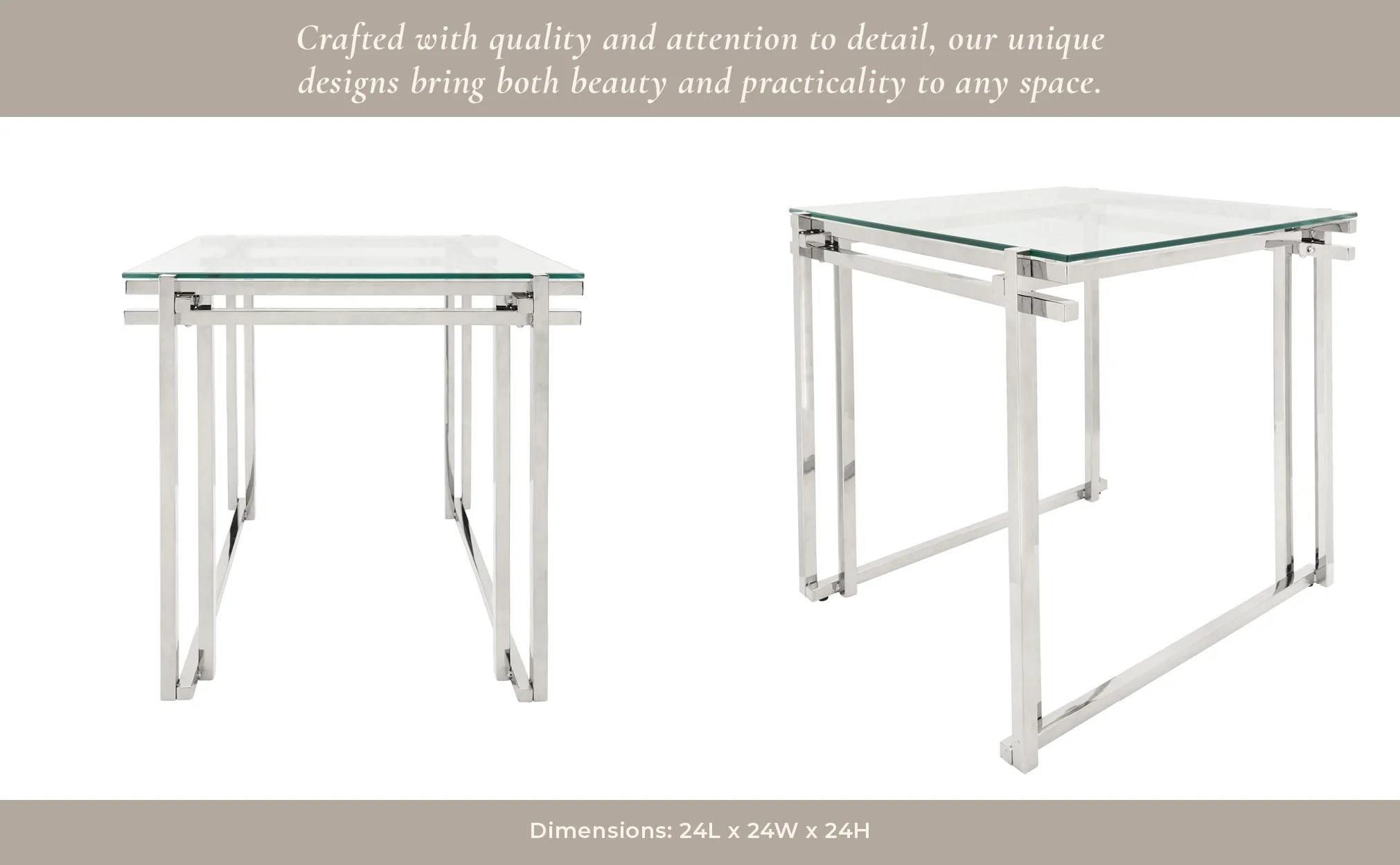 Metal 24" Side Table, Silver - Image 6