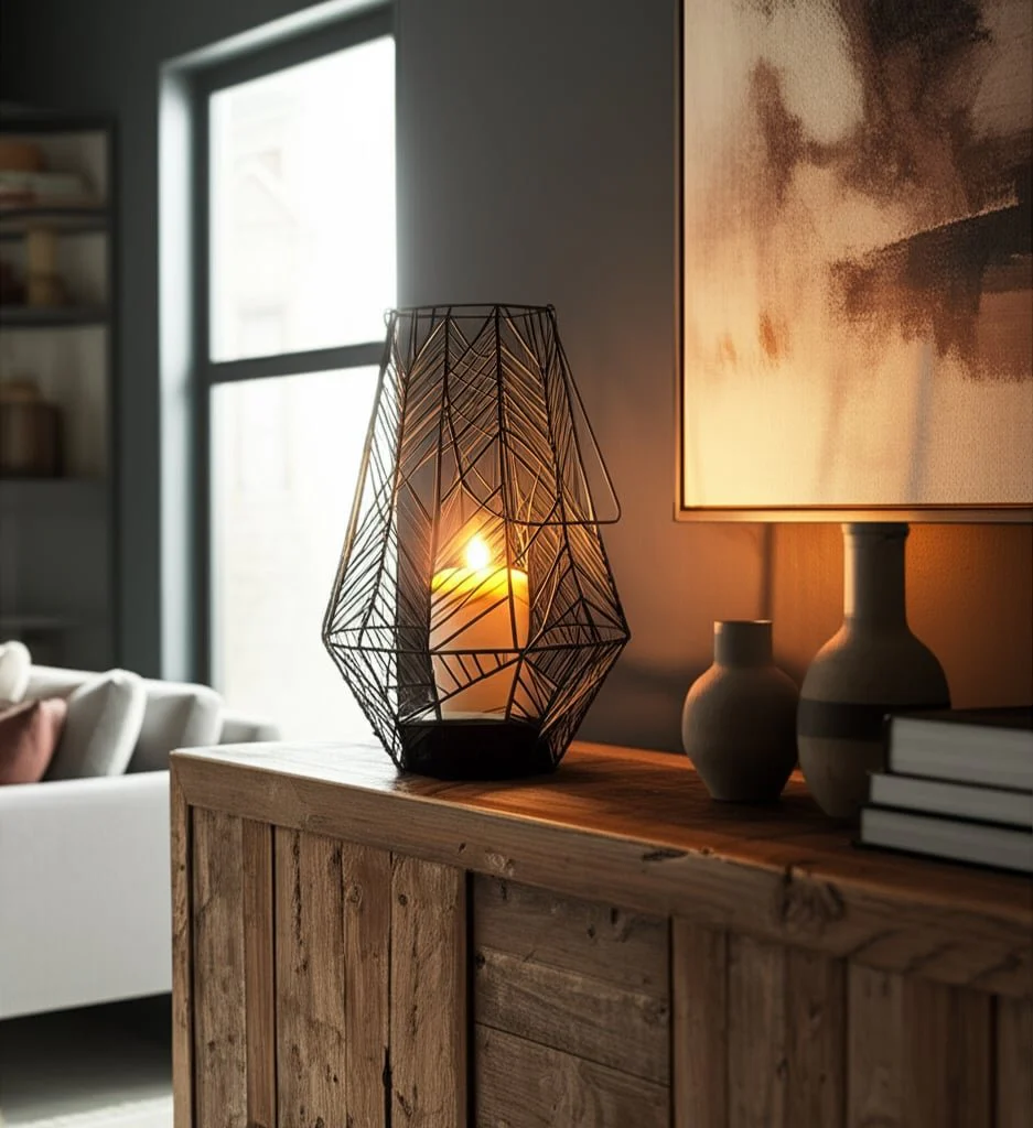 Metal 24" Wire Lantern, Black - Image 5