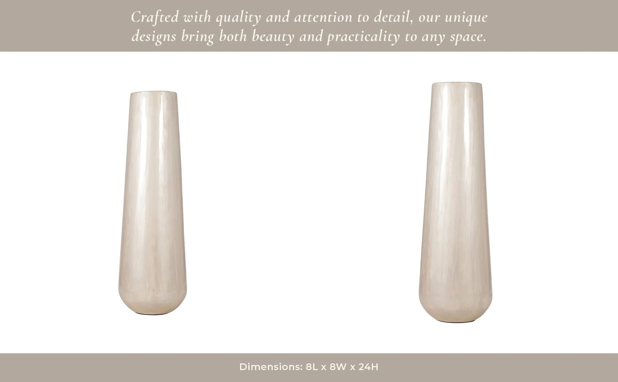 Metal 24"h Alabastron Vase, Pearl White - Image 14
