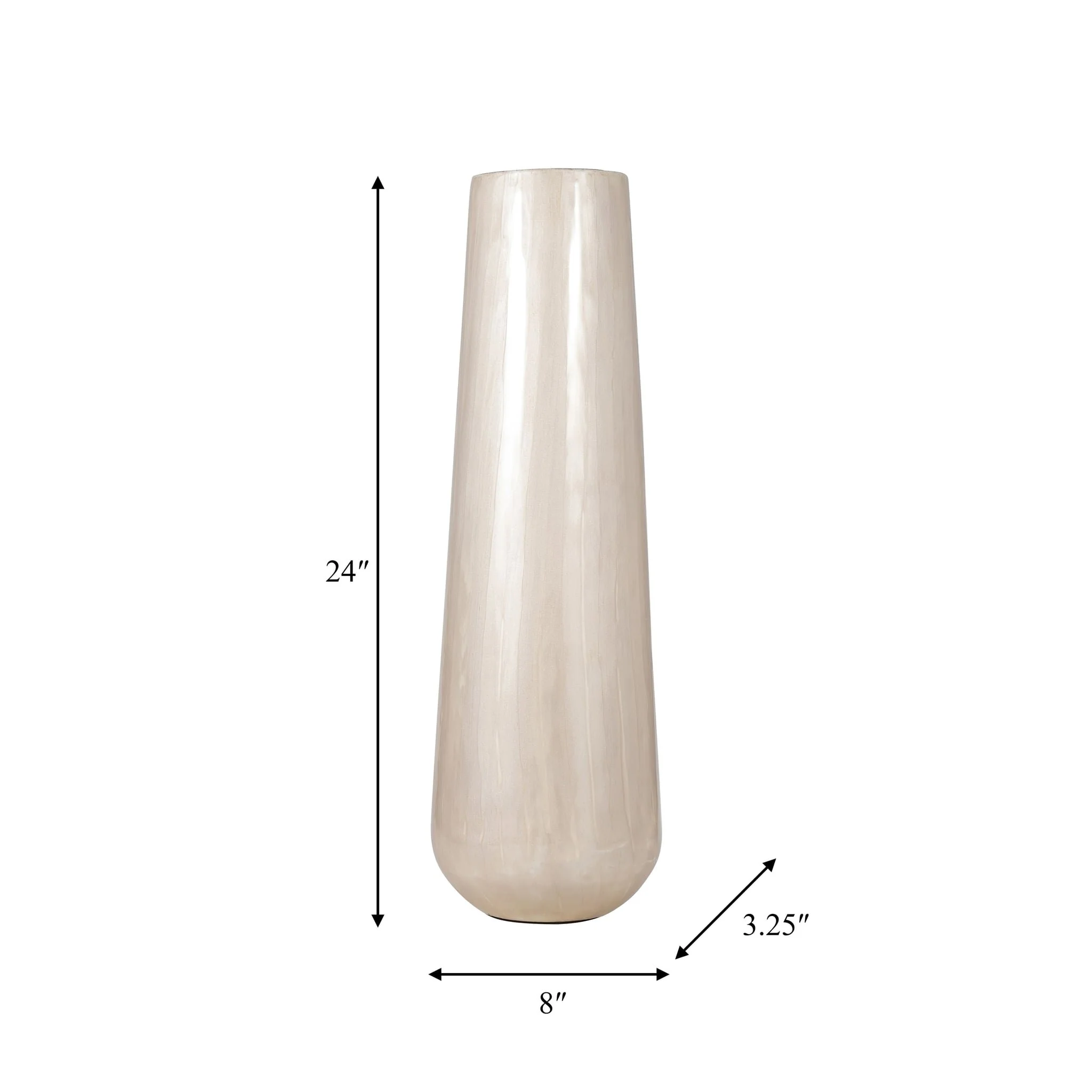 Metal 24"h Alabastron Vase, Pearl White - Image 8