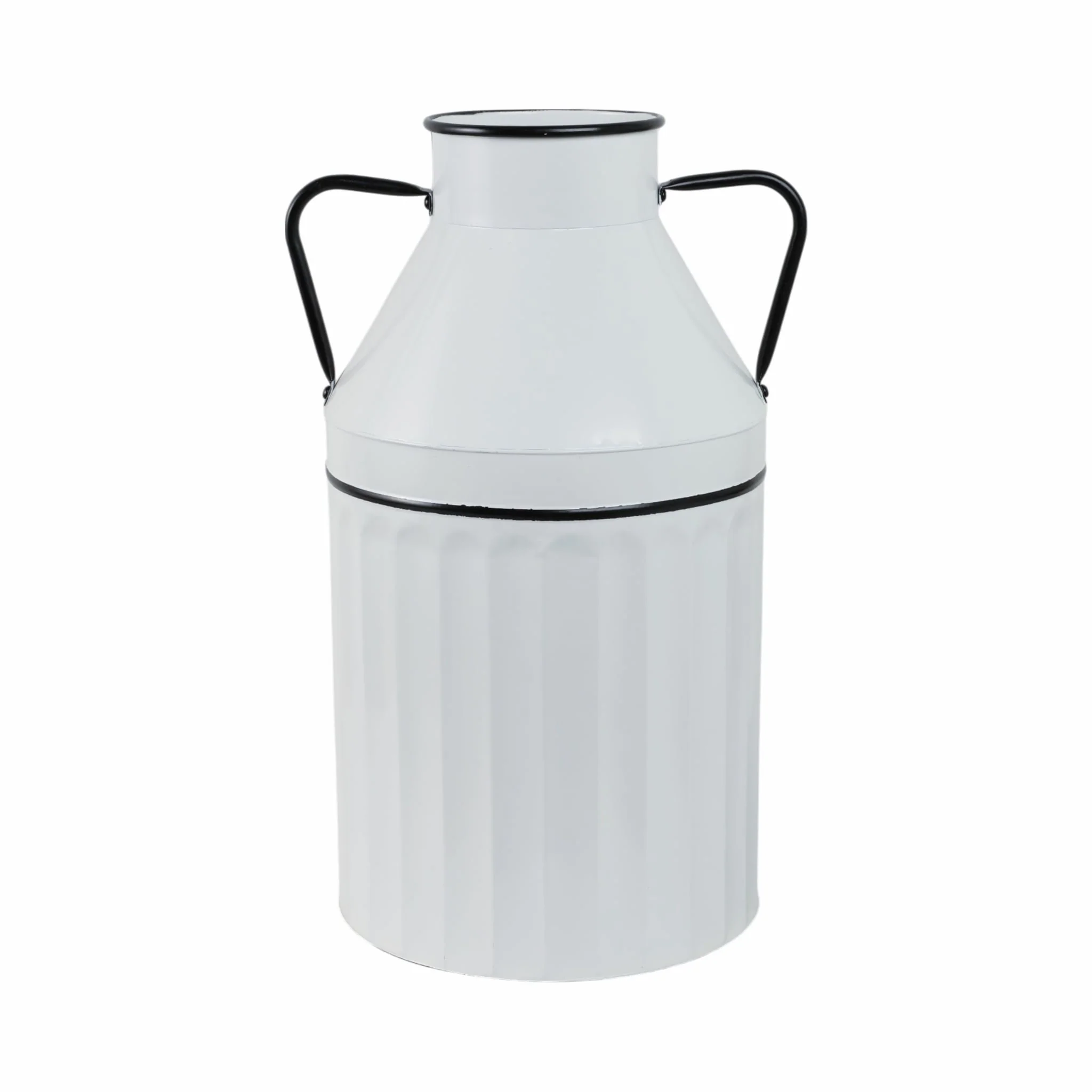 Metal 24"h Milk Bucket, White