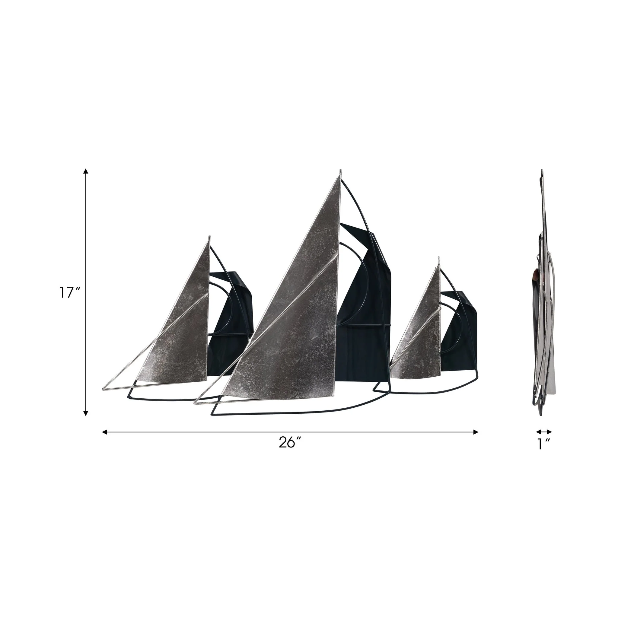 Metal, 26" Sailboats Wall Decor, Blue/silver - Image 6