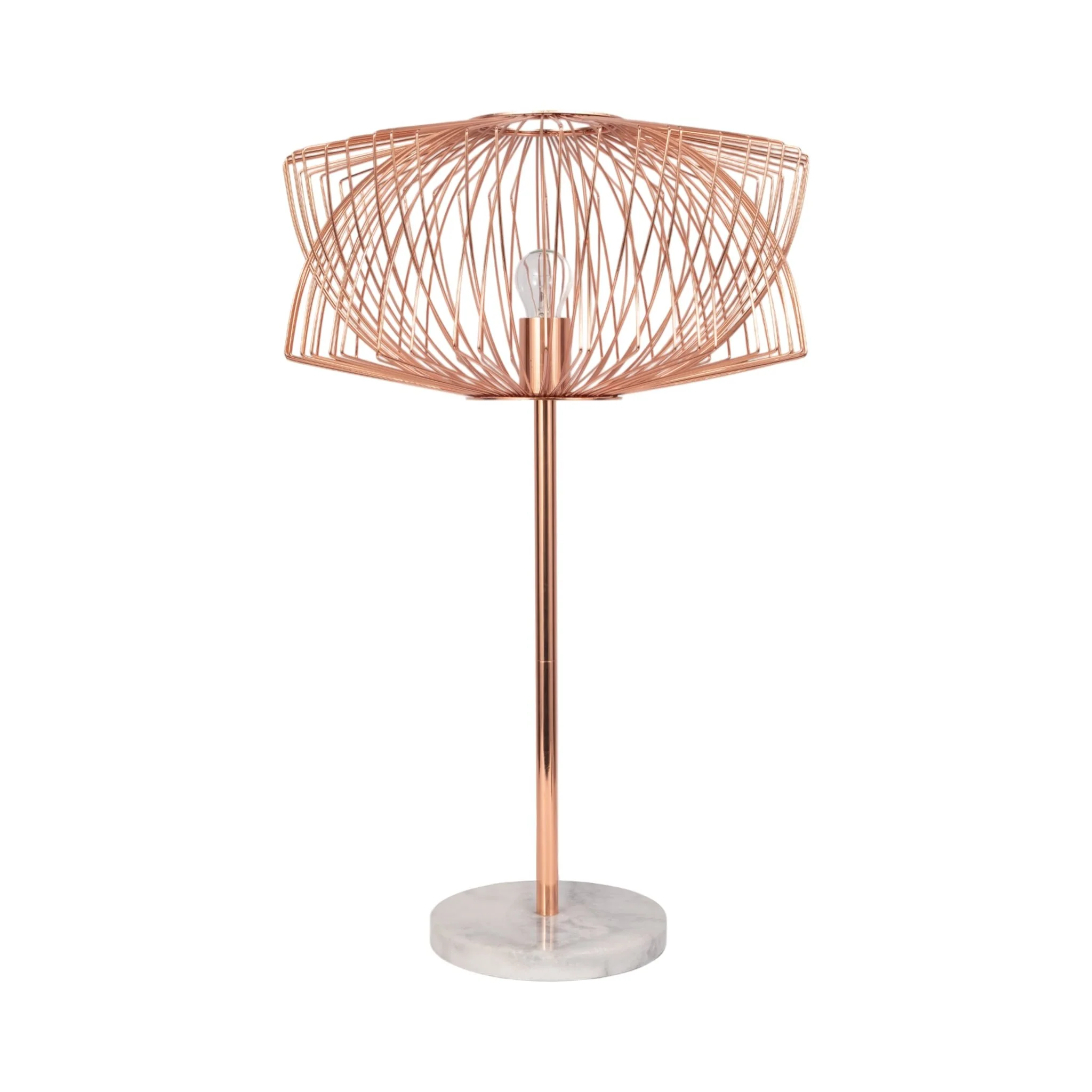 Metal 28" Table Lamp W/cage Shade, Rose Gold - Image 2