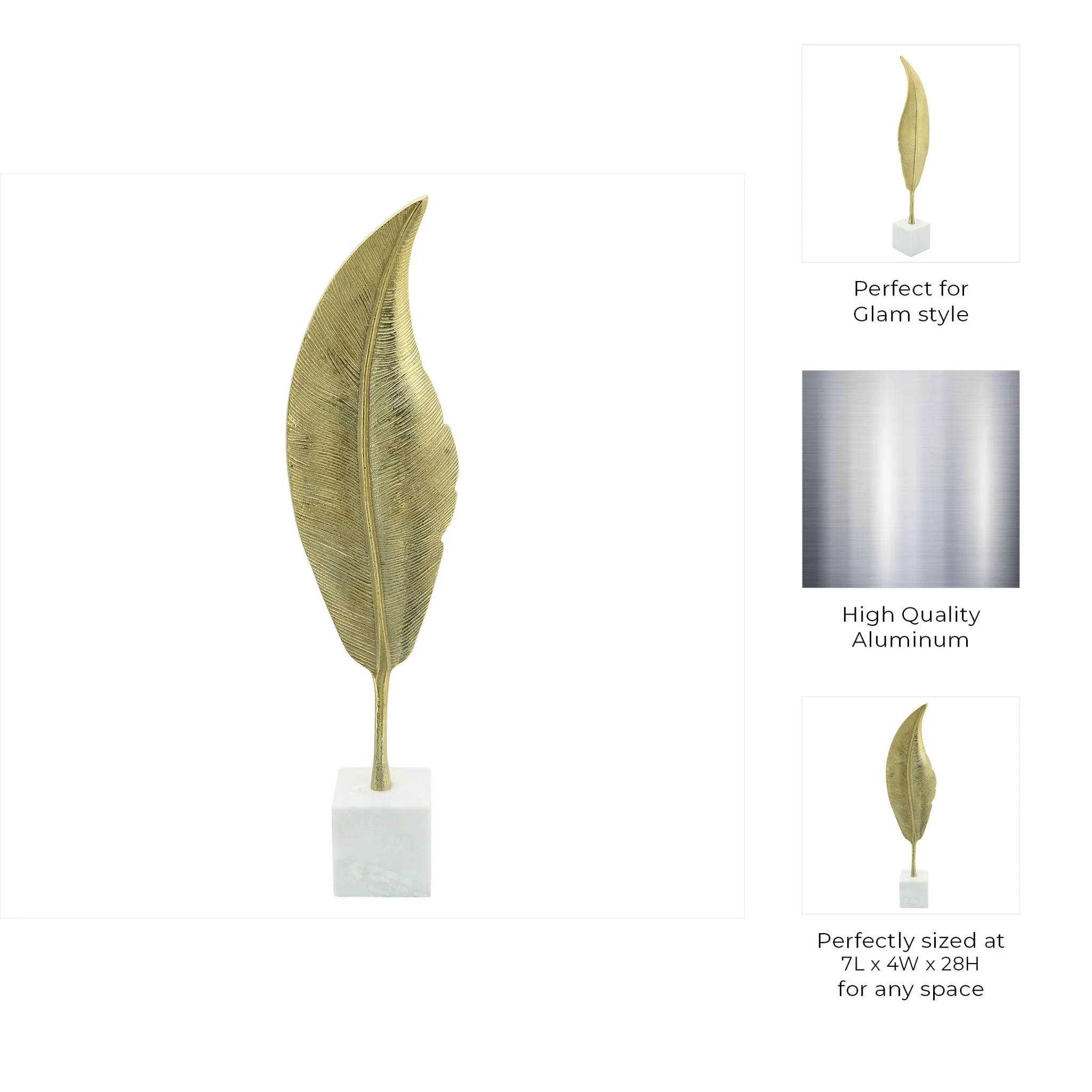 Metal, 28"h Leaf On Stand, Gold - Image 5