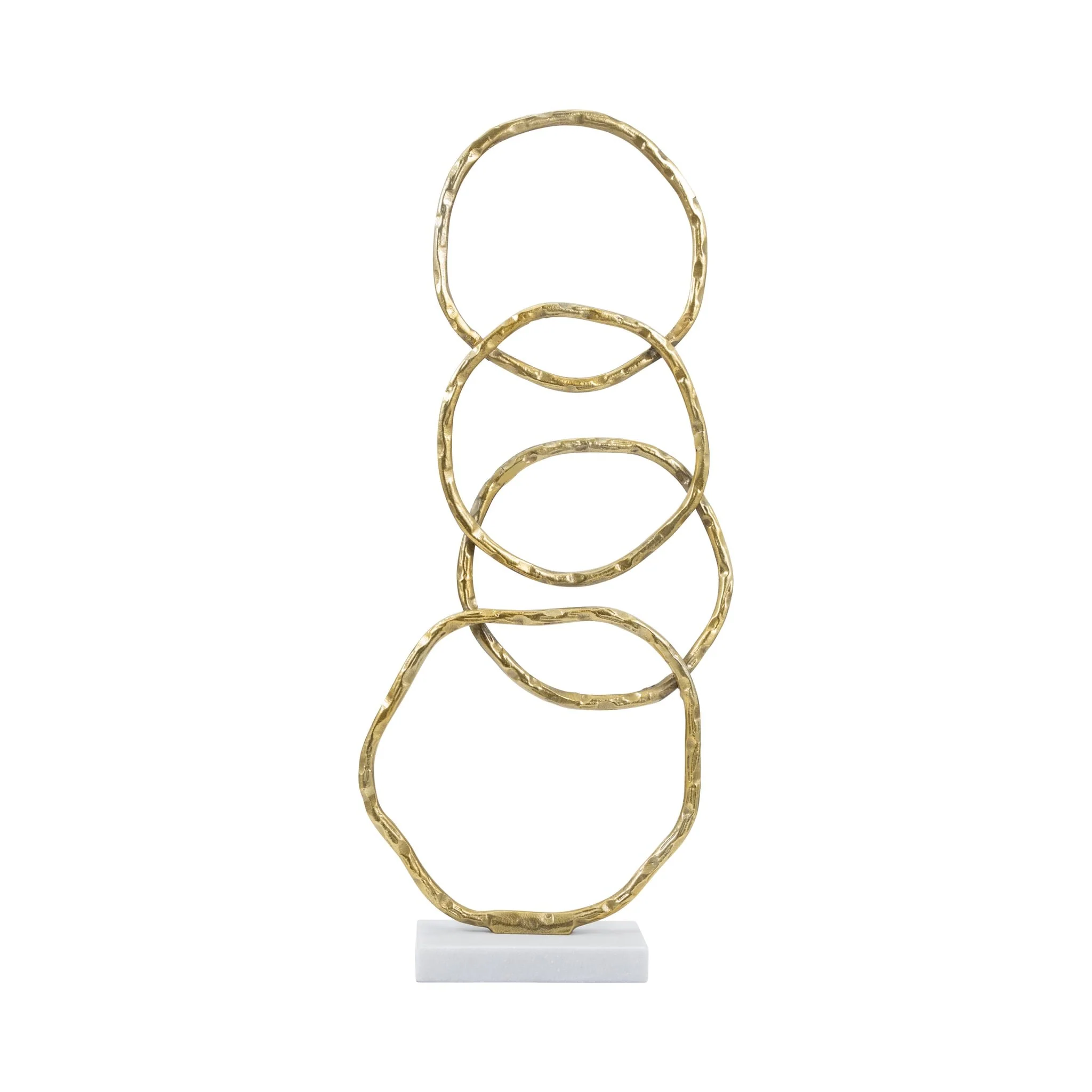 Metal, 31" Multiple Ring With Marble Base, Gold - Image 4