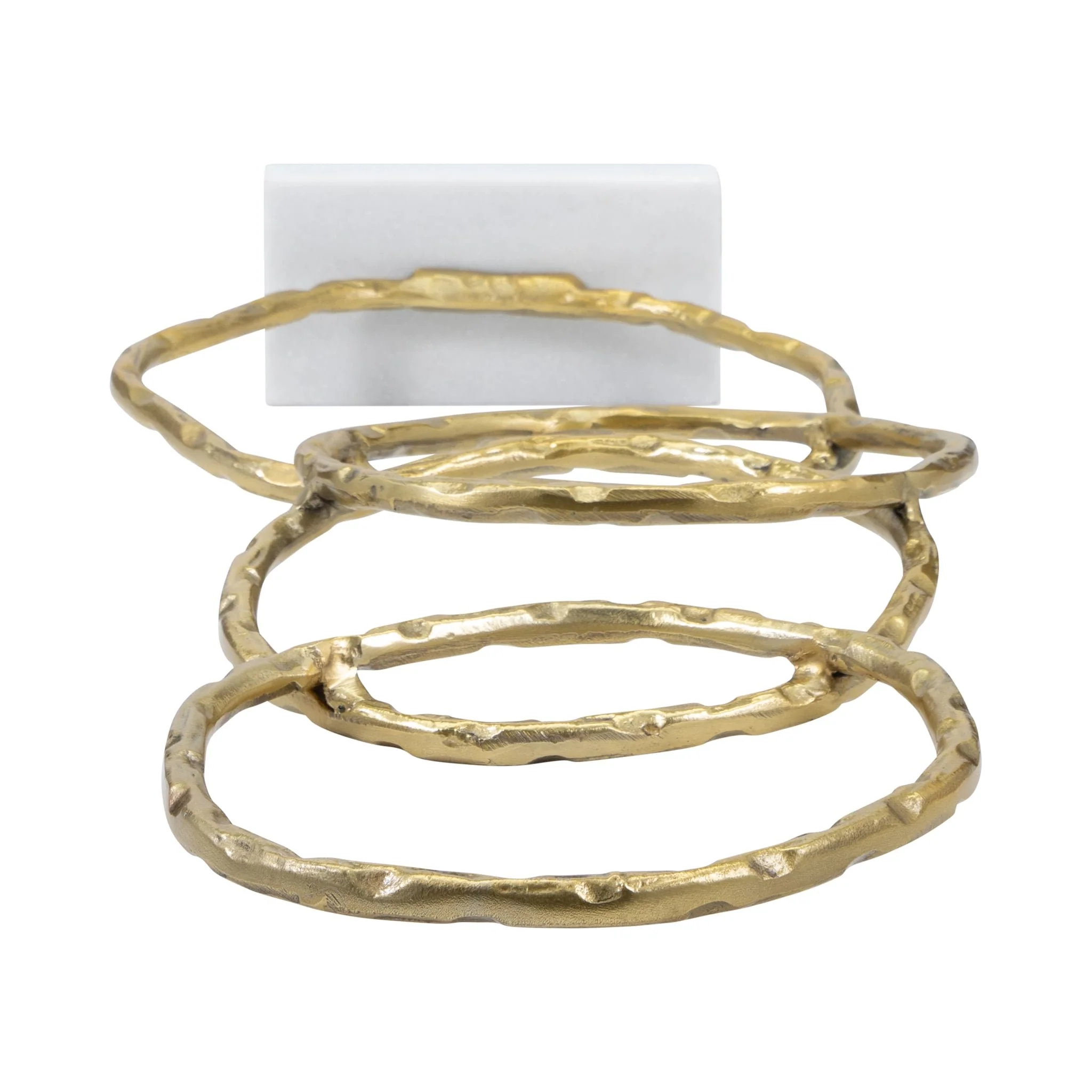 Metal, 31" Multiple Ring With Marble Base, Gold - Image 6