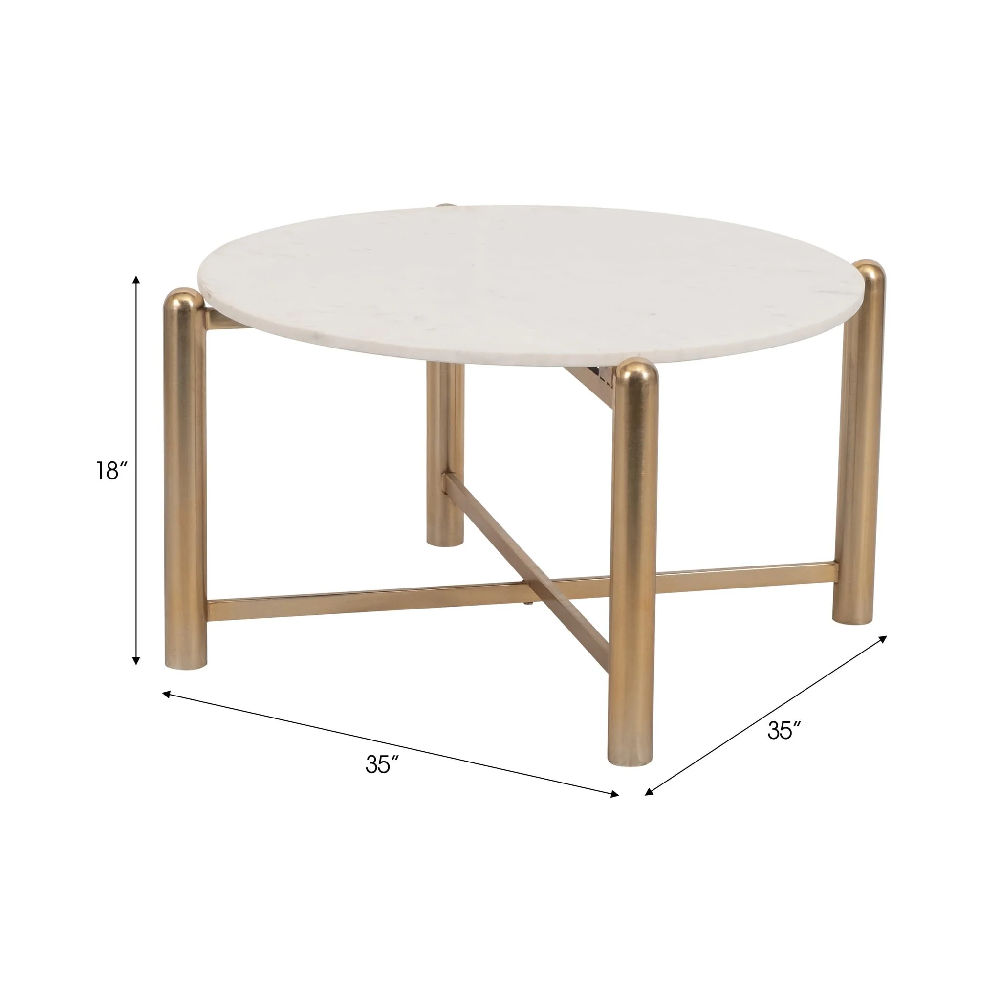 Metal, 35" Coffee Table, Gold/white - Image 7