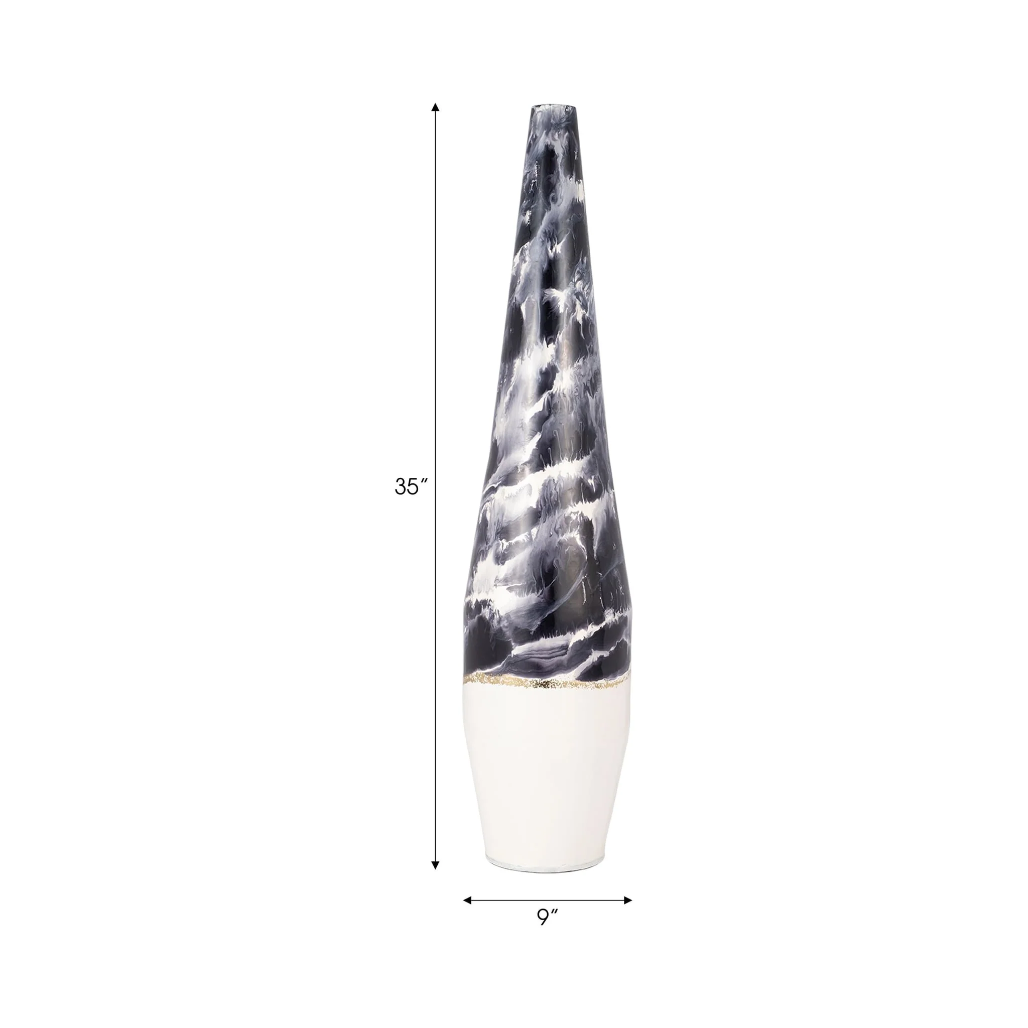 Metal, 35" Neptune Floor Vase, Ivory/navy - Image 8