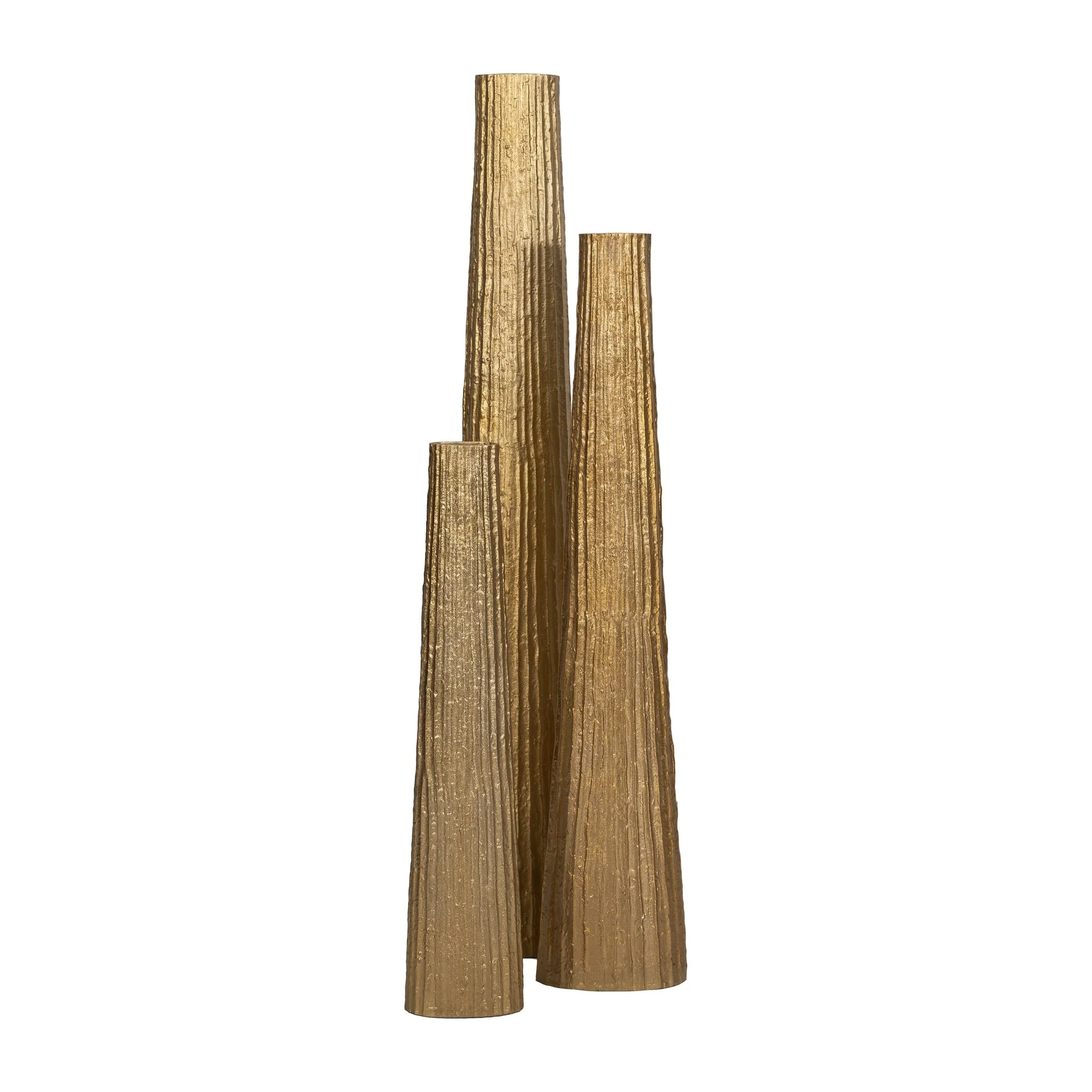 Metal, 35" Ribbed Floor Vase, Gold - Image 8