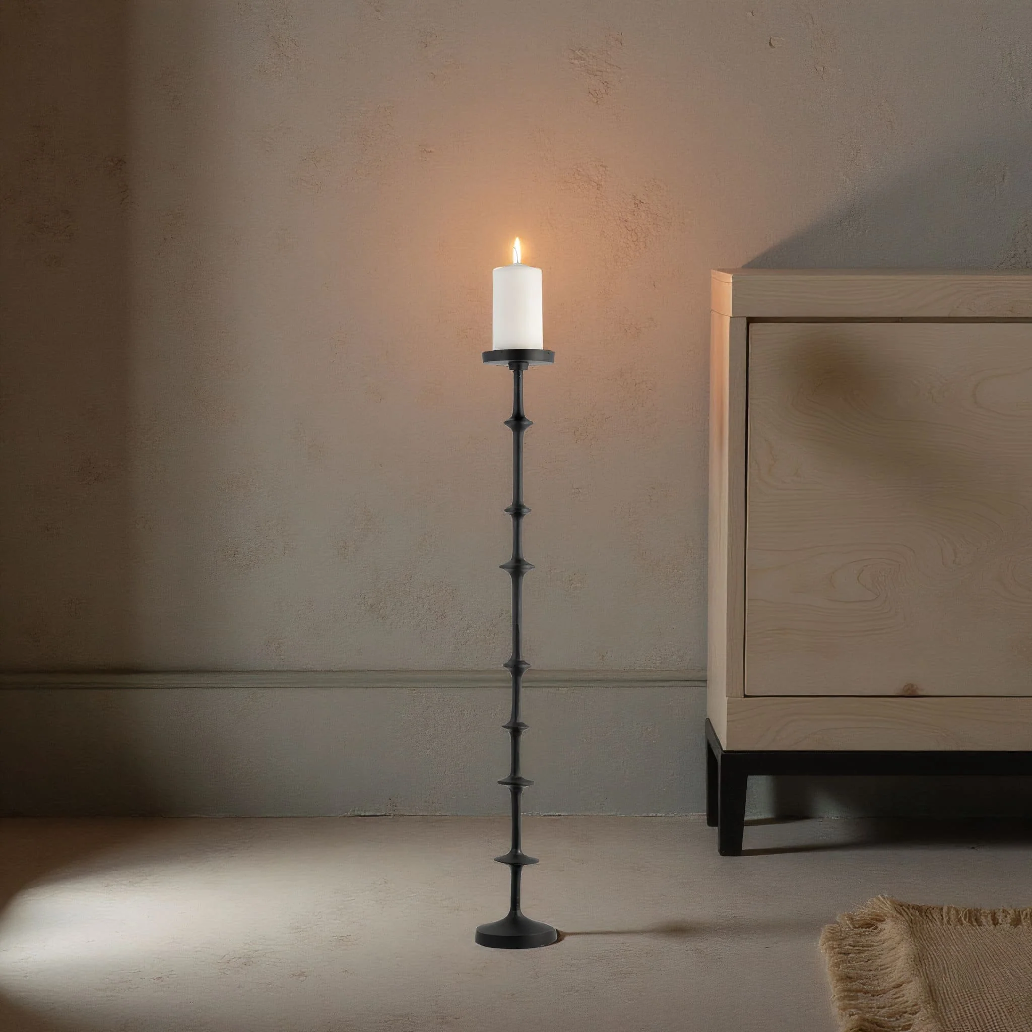 Metal, 36" Abacus Floor Pillar Candleholder, Black - Image 10
