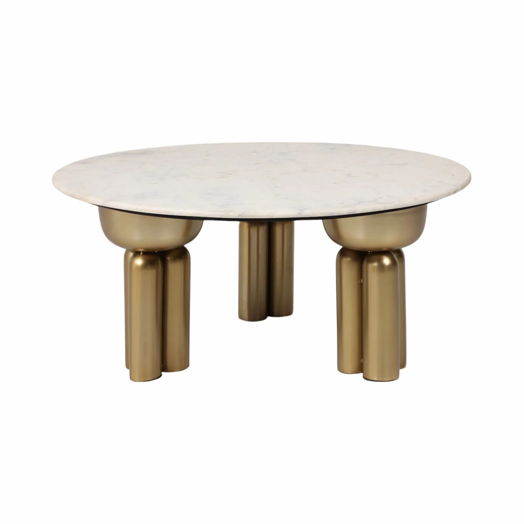 Metal, 36" Marble Top Coffee Table, Gold/white,kd