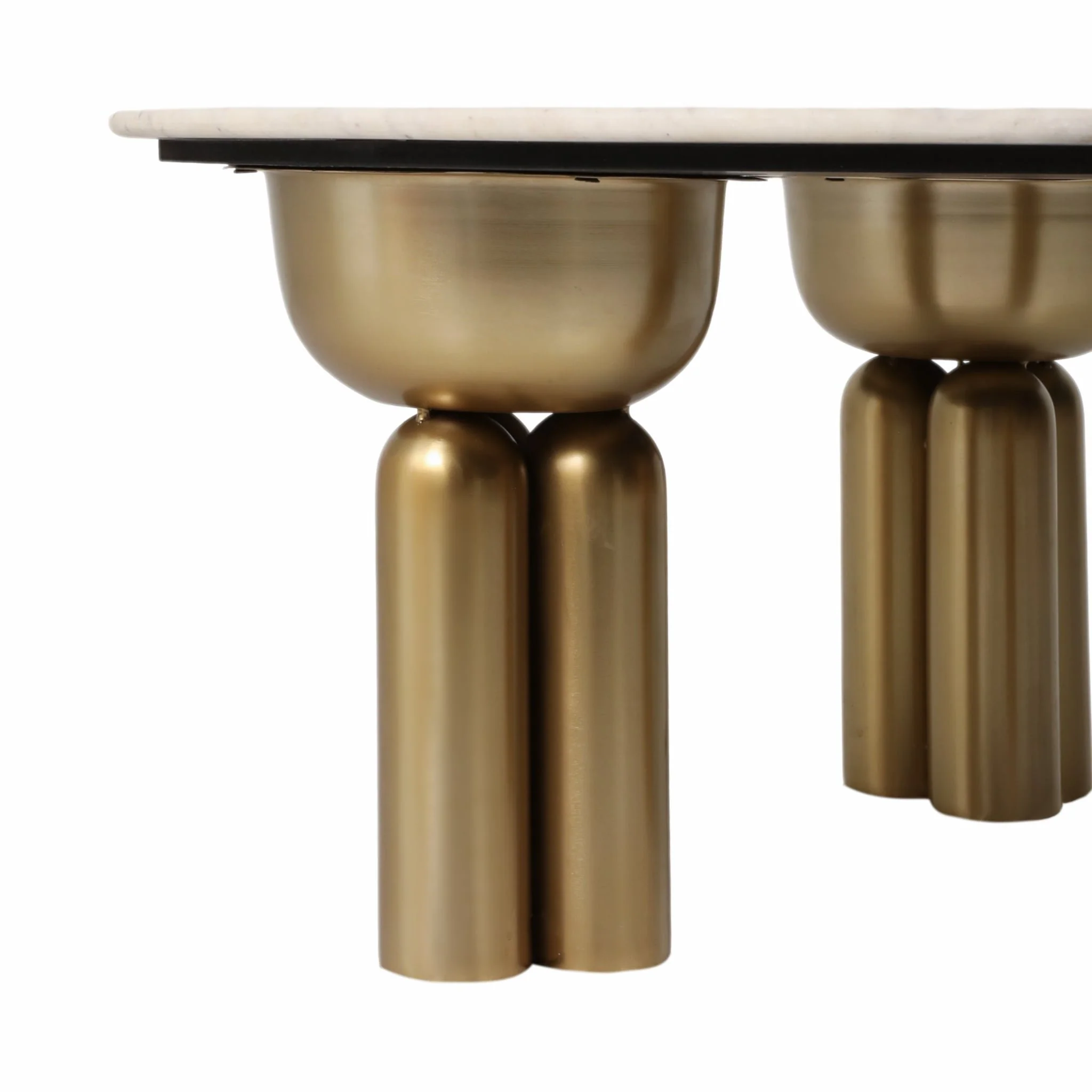 Metal, 36" Marble Top Coffee Table, Gold/white,kd - Image 5