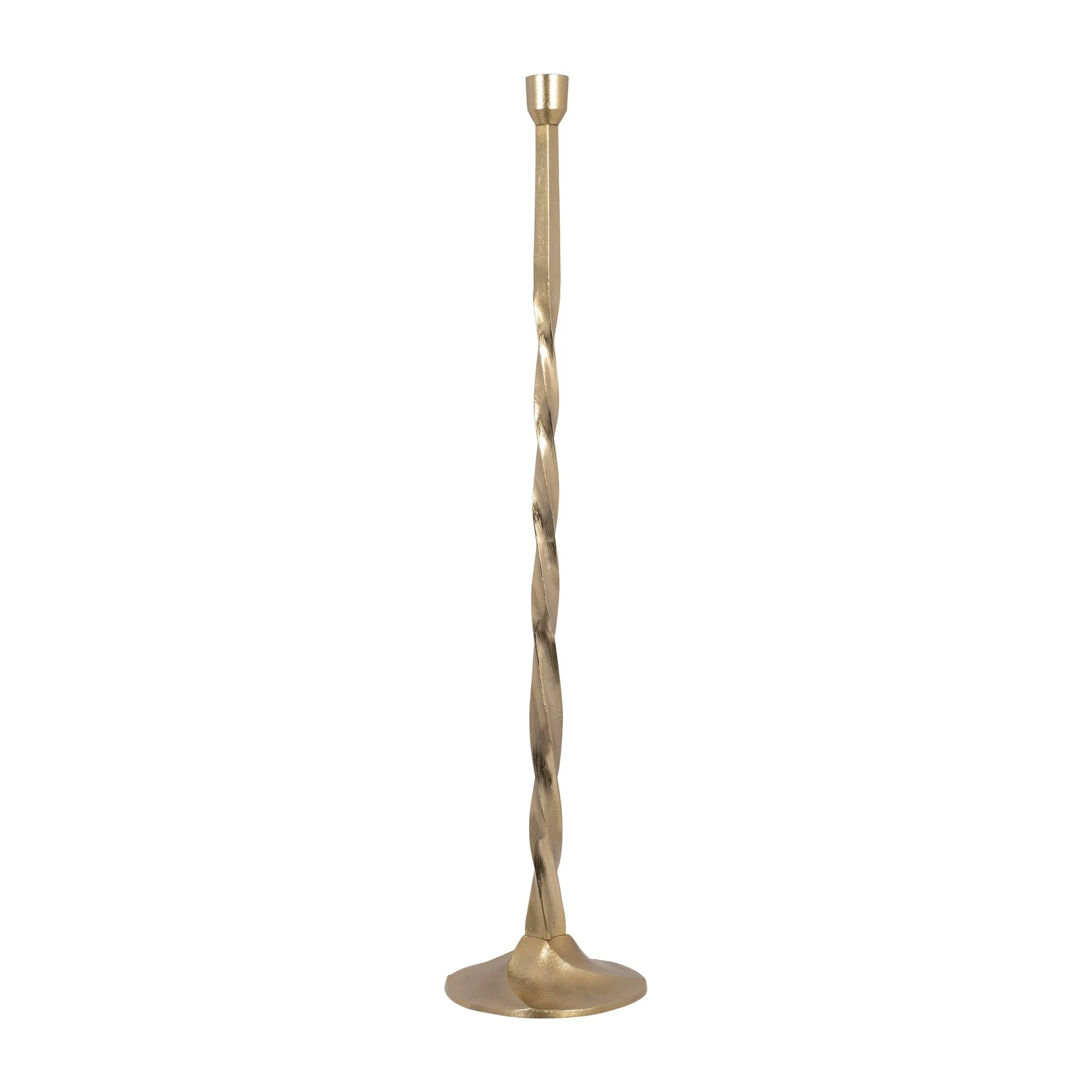 Metal, 36" Twisted Floor Taper Candleholder, Gold - Image 2