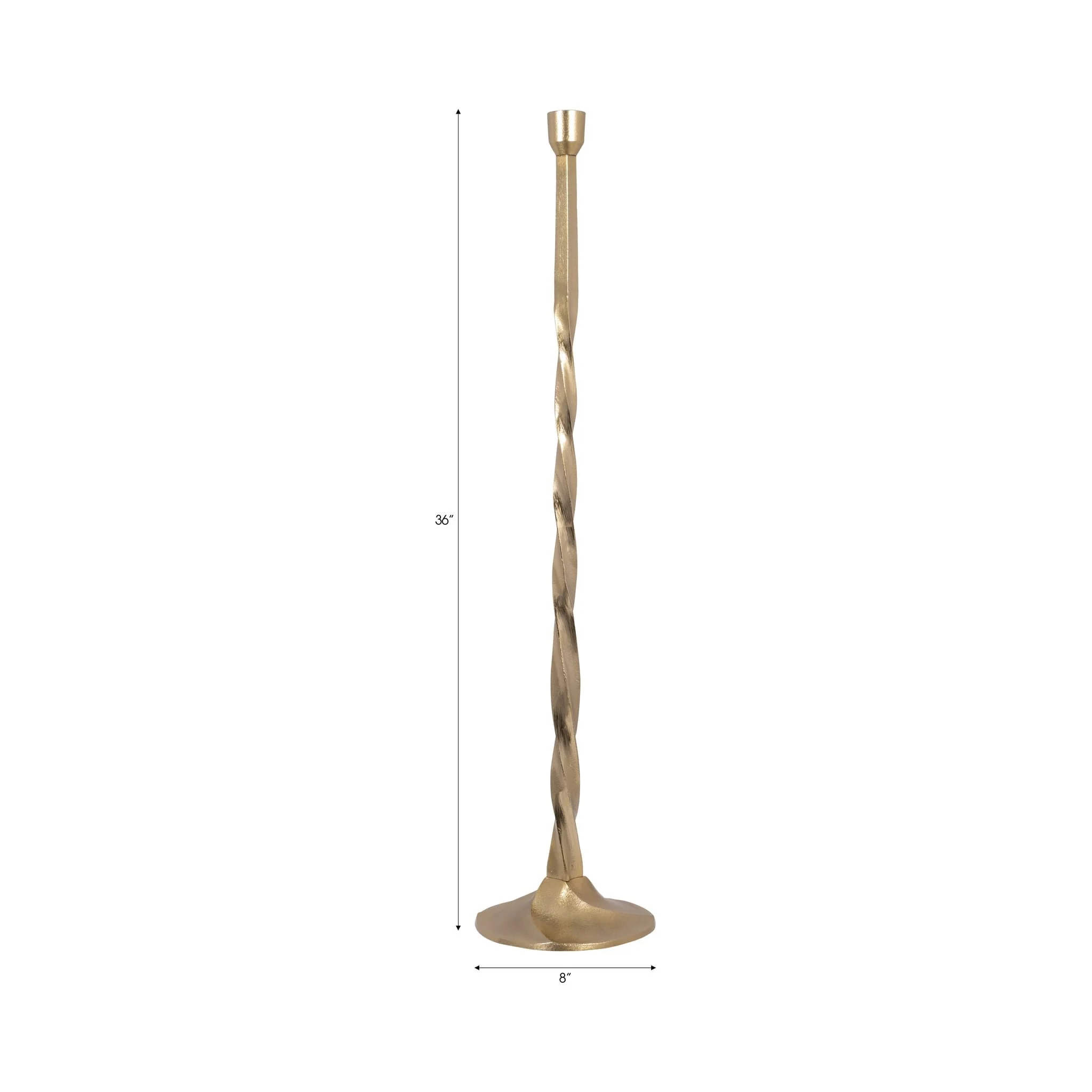 Metal, 36" Twisted Floor Taper Candleholder, Gold - Image 8
