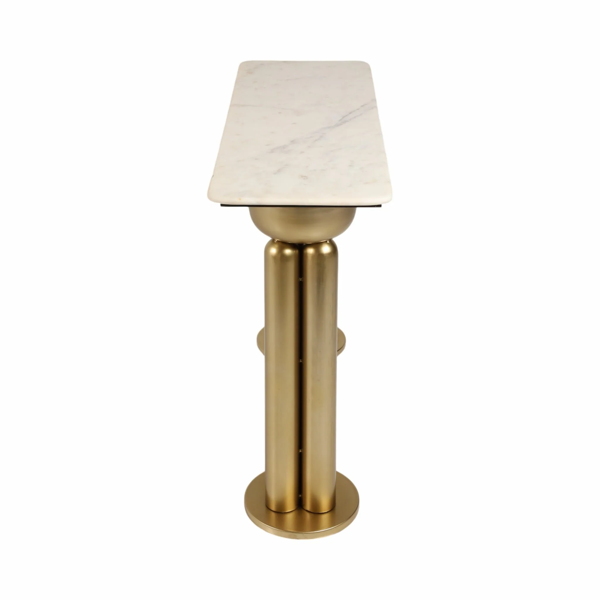 Metal, 42" Marble Top Console, Gold/white - Image 3