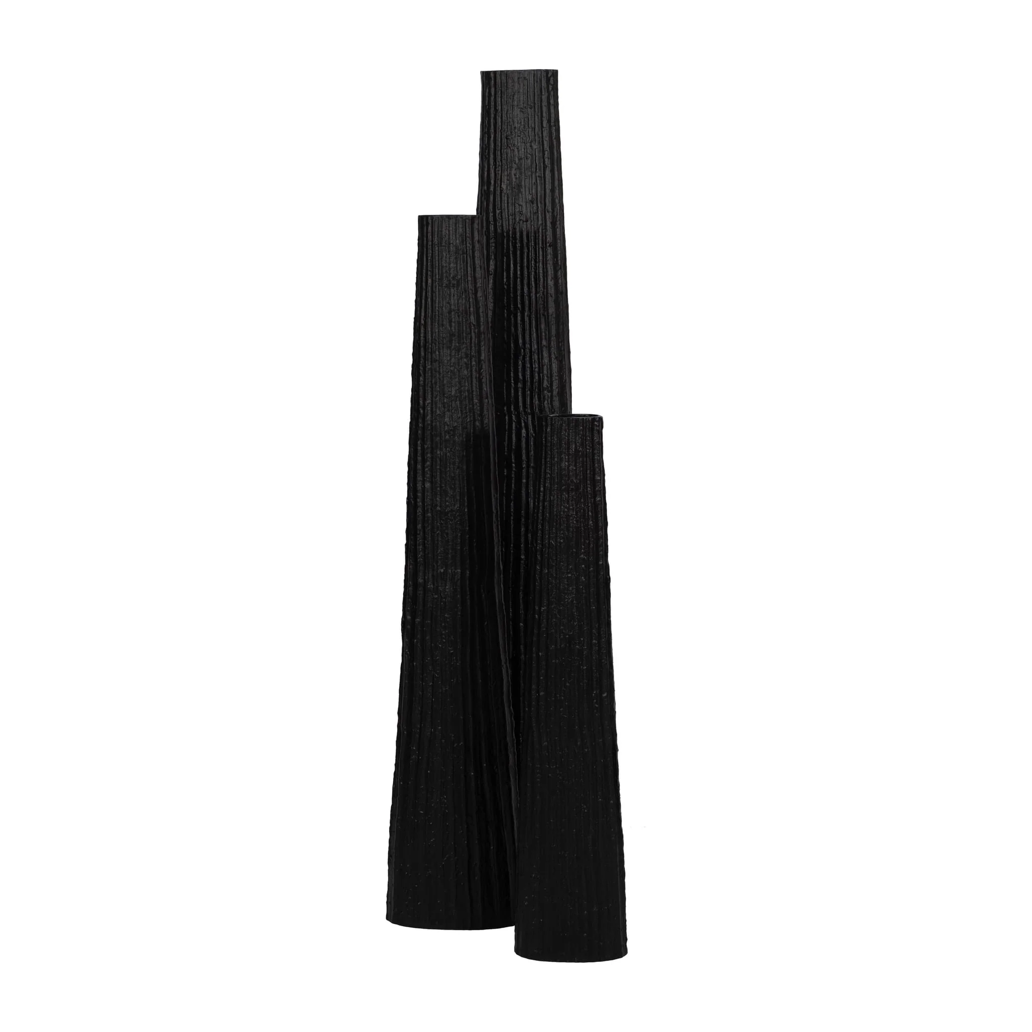 Metal, 48" Ribbed Floor Vase, Black - Image 8