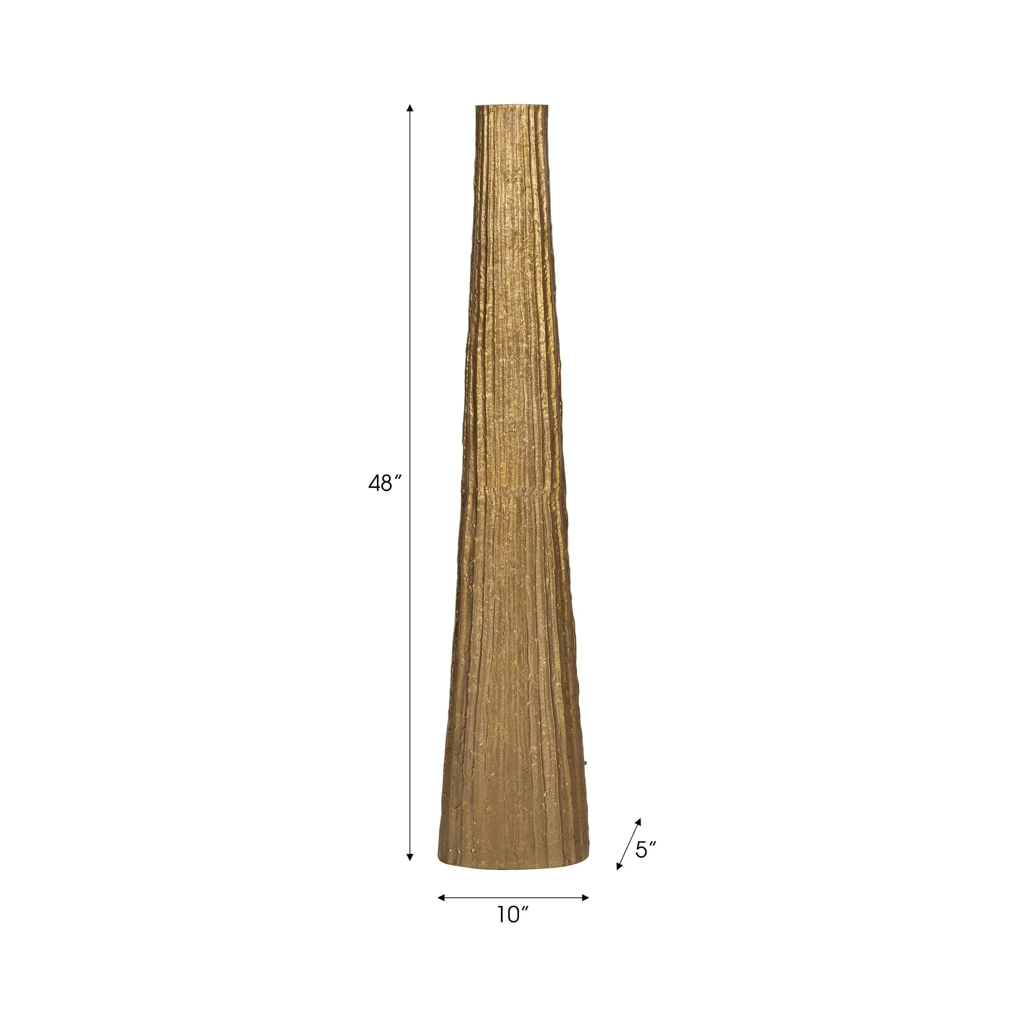 Metal, 48" Ribbed Floor Vase, Gold - Image 9