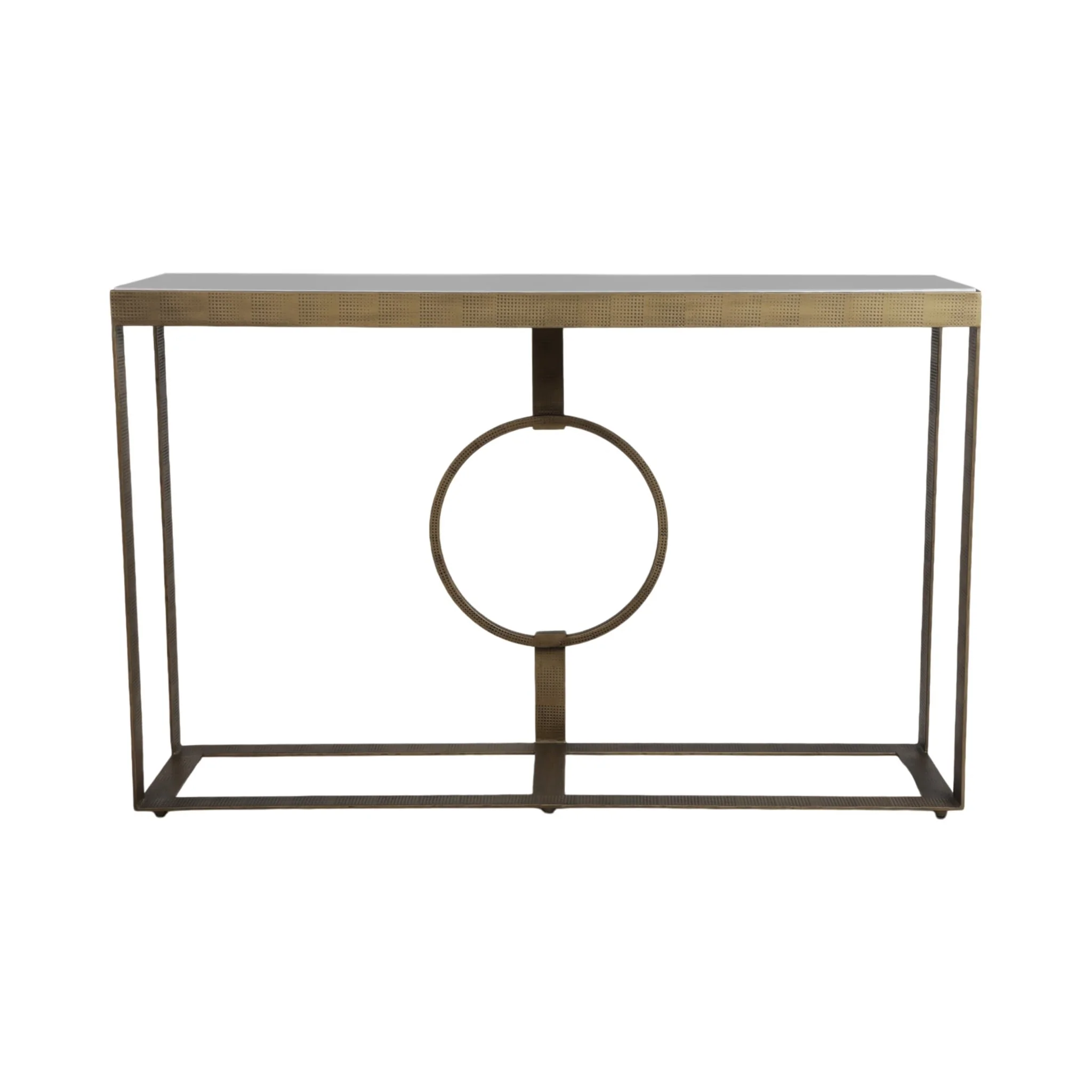 Metal, 48x31 Marble Top Console, Gold;white/2boxes - Image 4