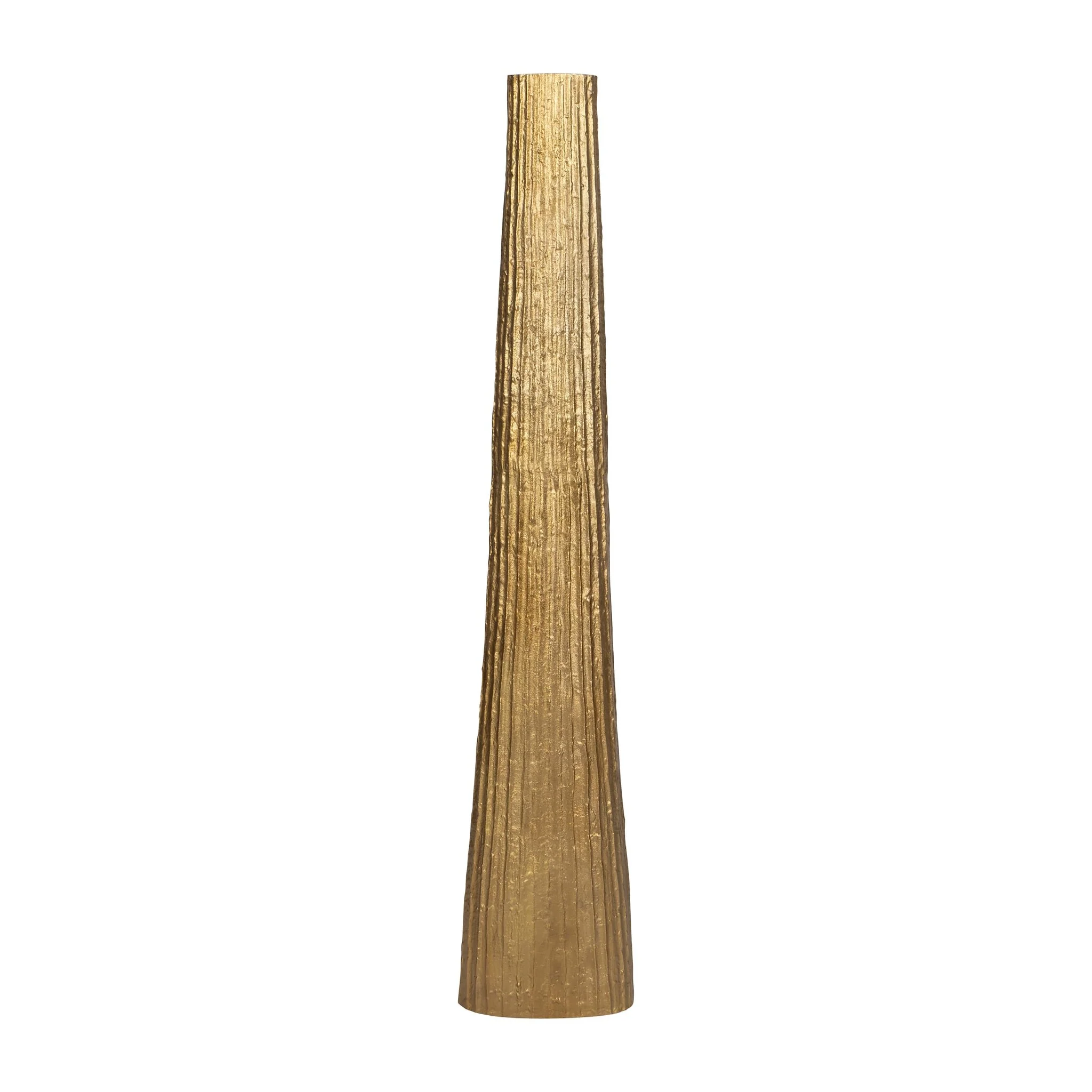 Metal, 58" Ribbed Floor Vase, Gold