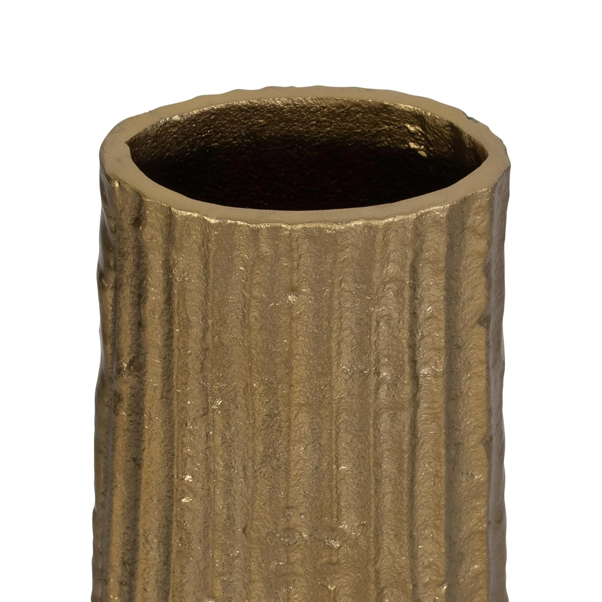 Metal, 58" Ribbed Floor Vase, Gold - Image 7