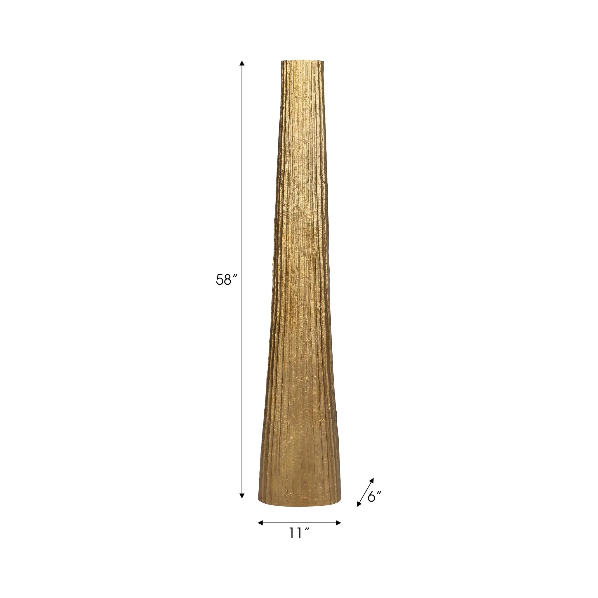 Metal, 58" Ribbed Floor Vase, Gold - Image 9