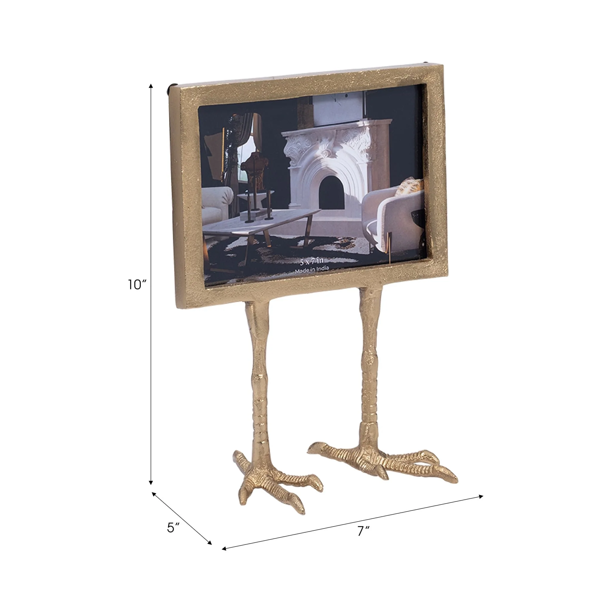 Metal, 5x7 Bird Feet Photo Frame, Gold - Image 6