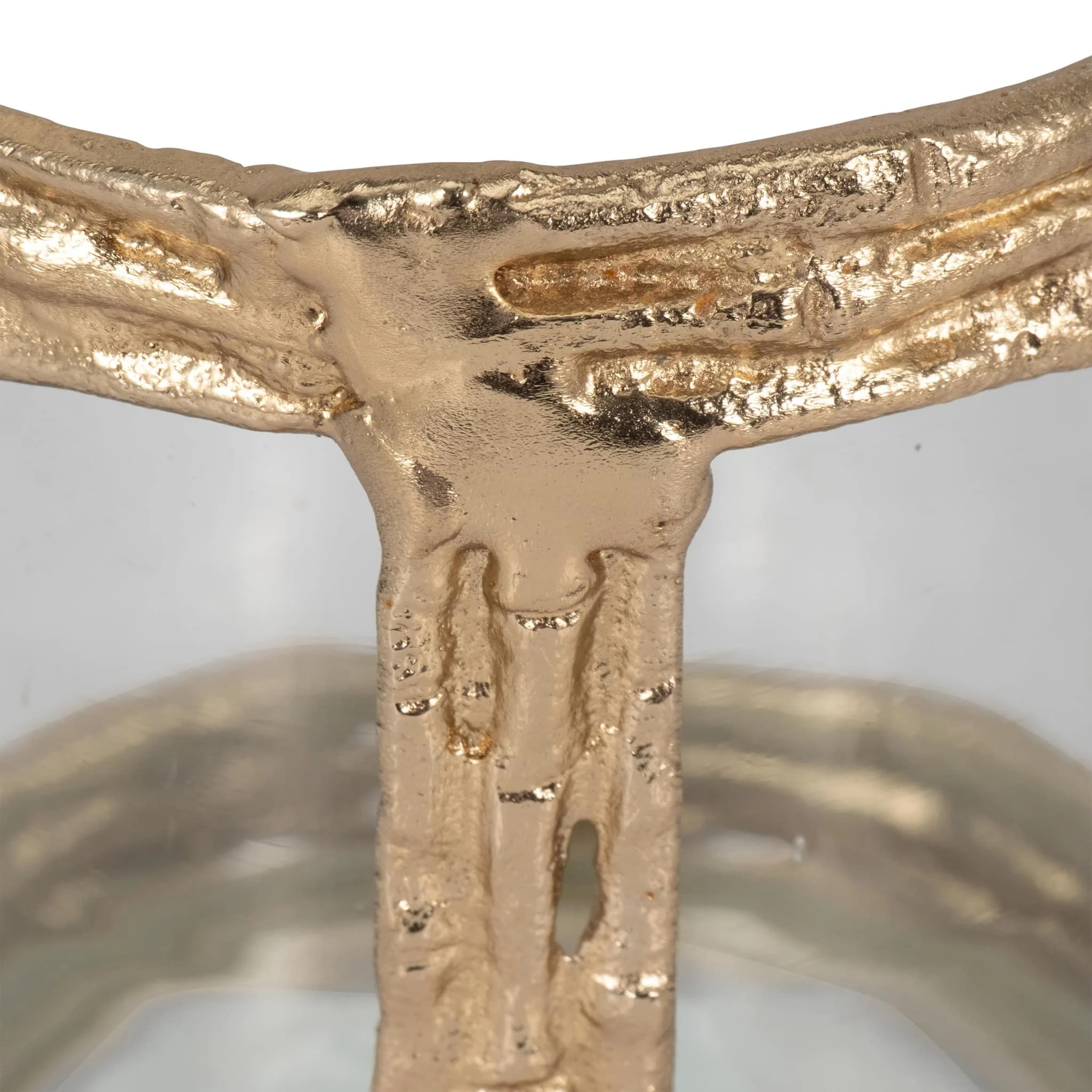Metal, 6" Hurricane W Glass, Gold - Image 4