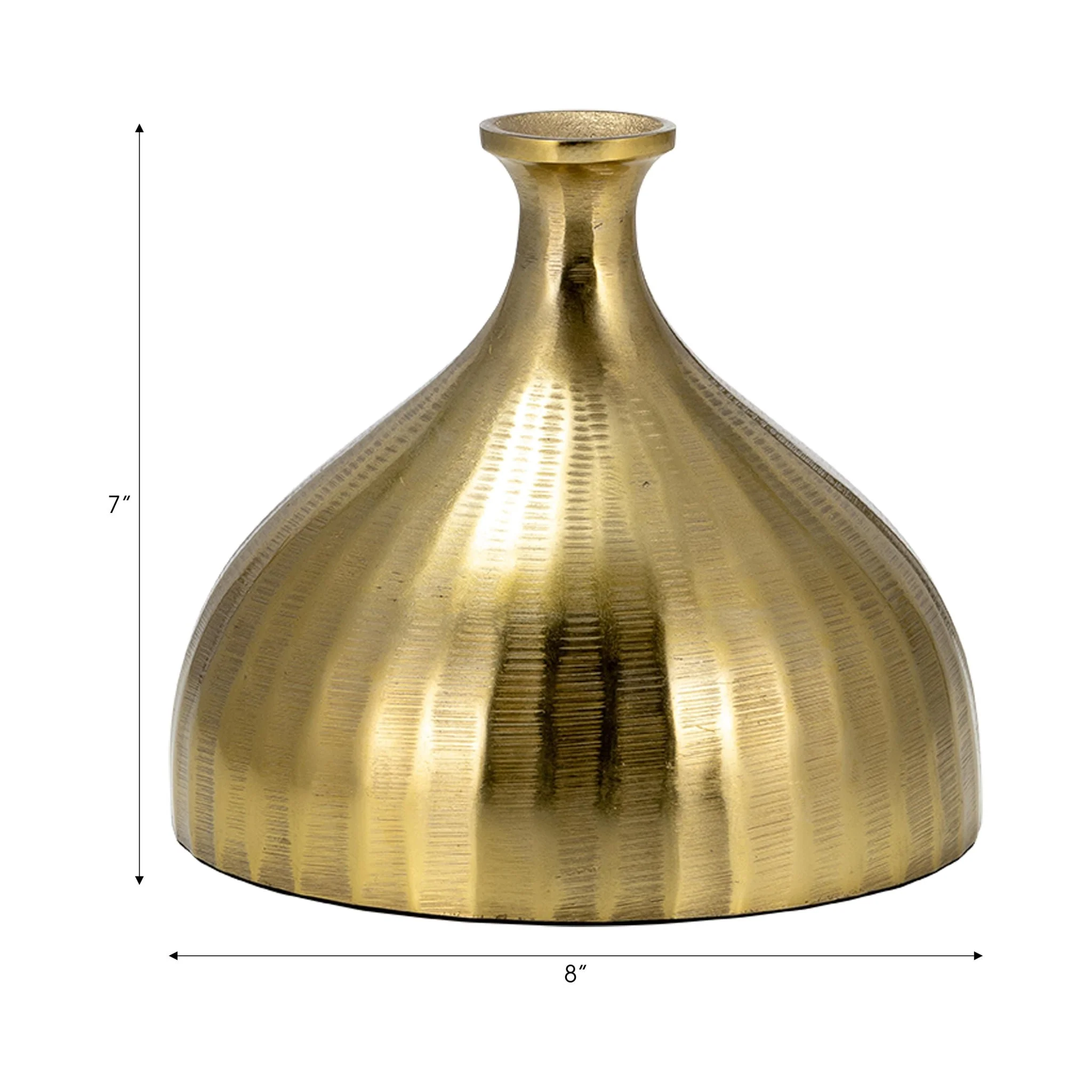 Metal, 7" Bulbous Vase,gold - Image 6