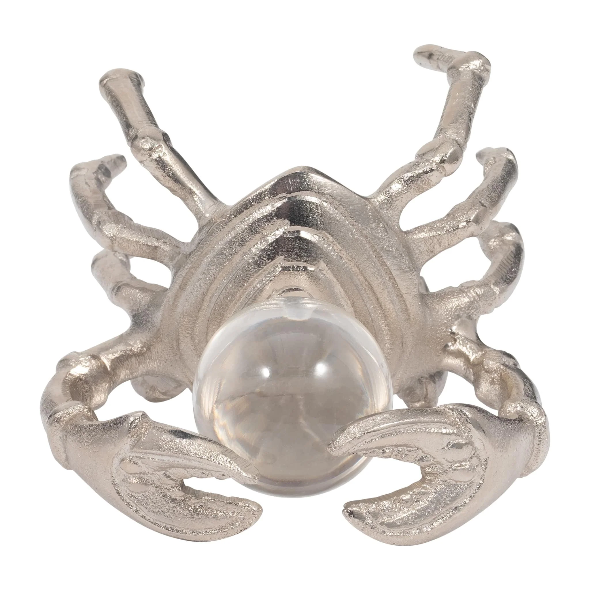 Metal, 7" Dancing Crab W/ Acrylic Ball, Silver - Image 6