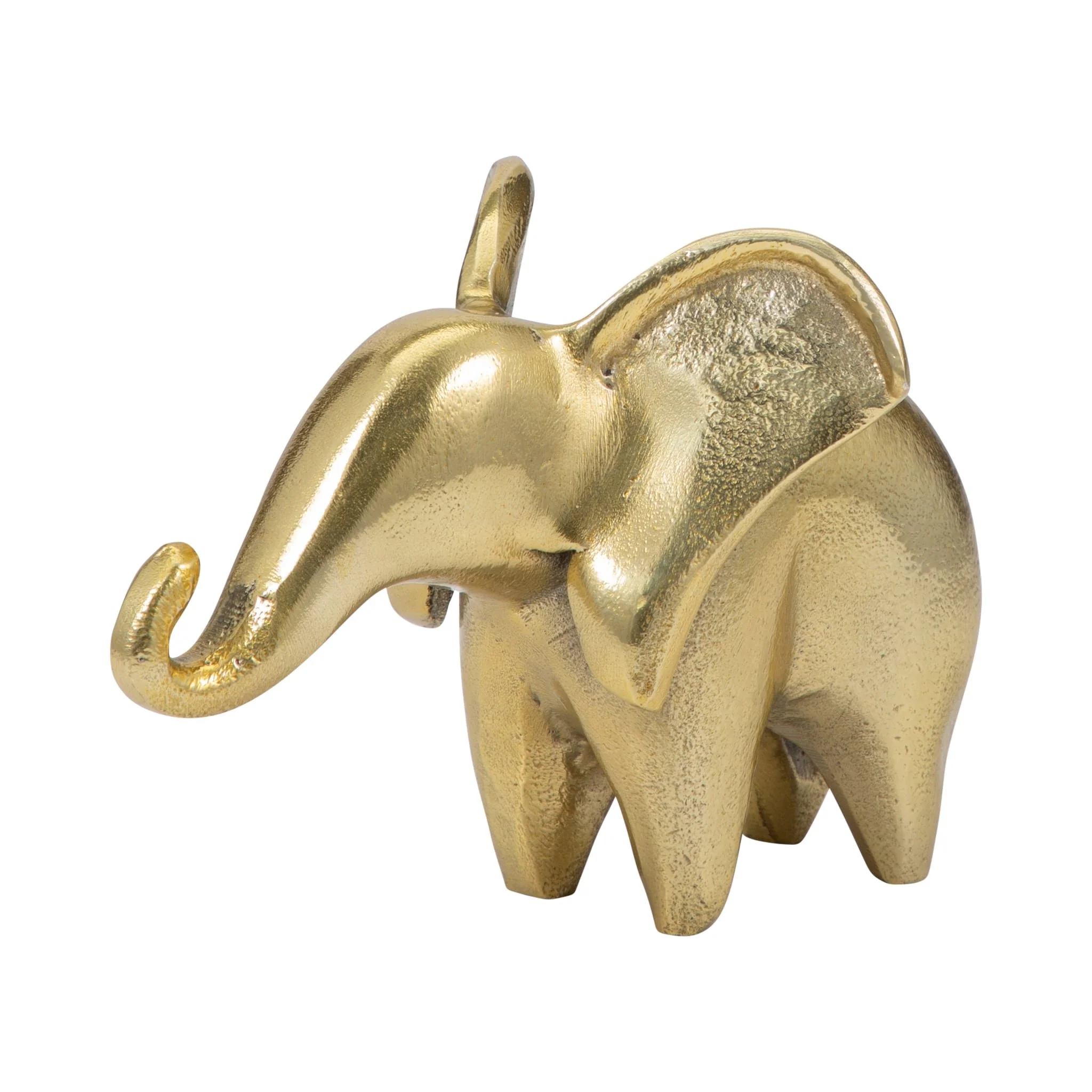 Metal, 7" Trunk Up Elephant, Gold - Image 2