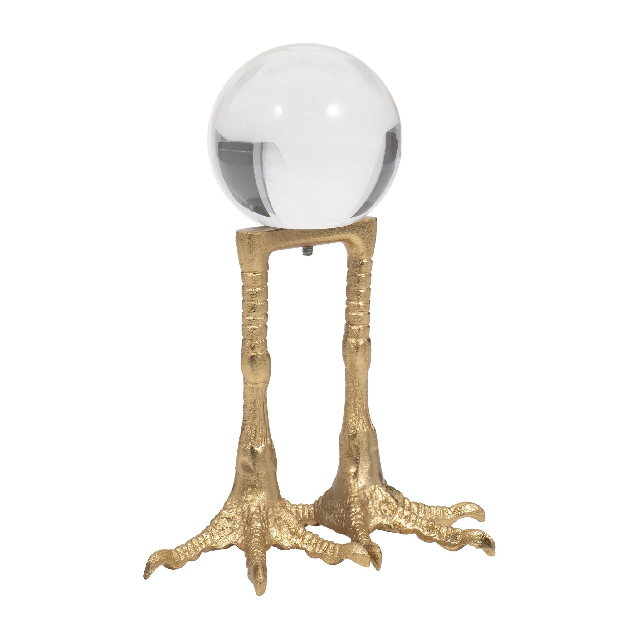 Metal, 8" Bird Feet Holding Acrylic Ball, Gold - Image 2