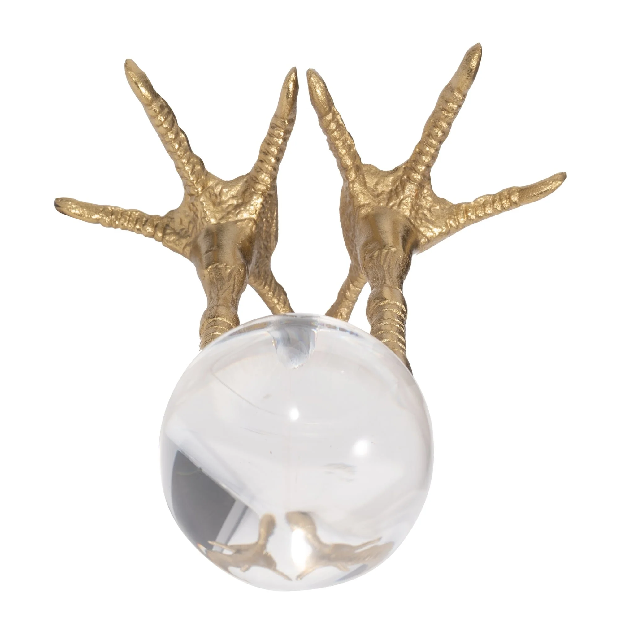 Metal, 8" Bird Feet Holding Acrylic Ball, Gold - Image 6