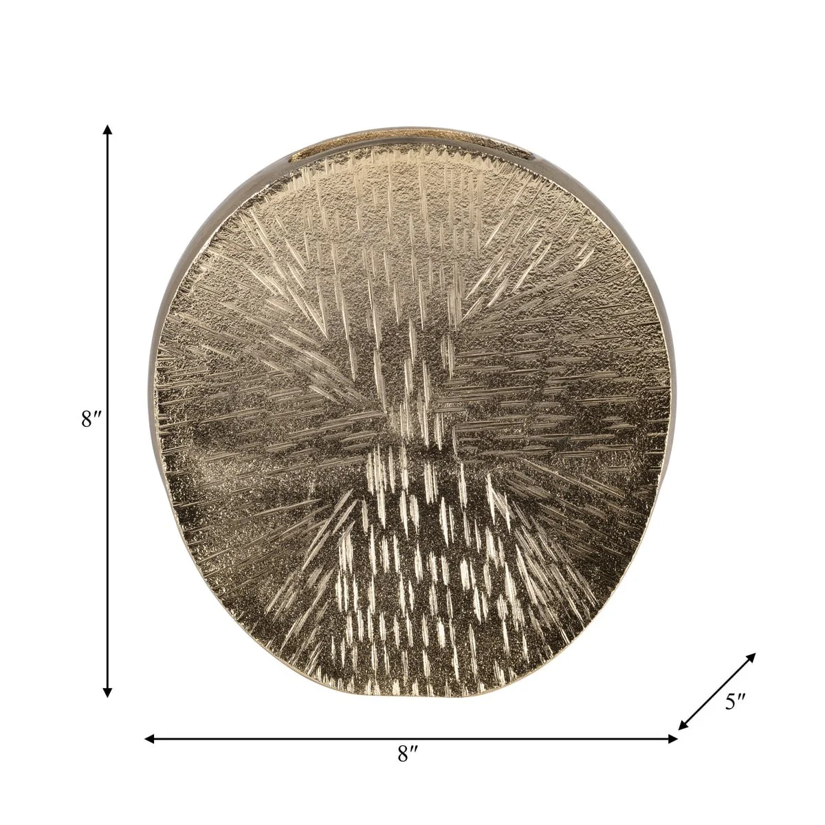 Metal, 8" Etched Oval Vase, Champagne - Image 8