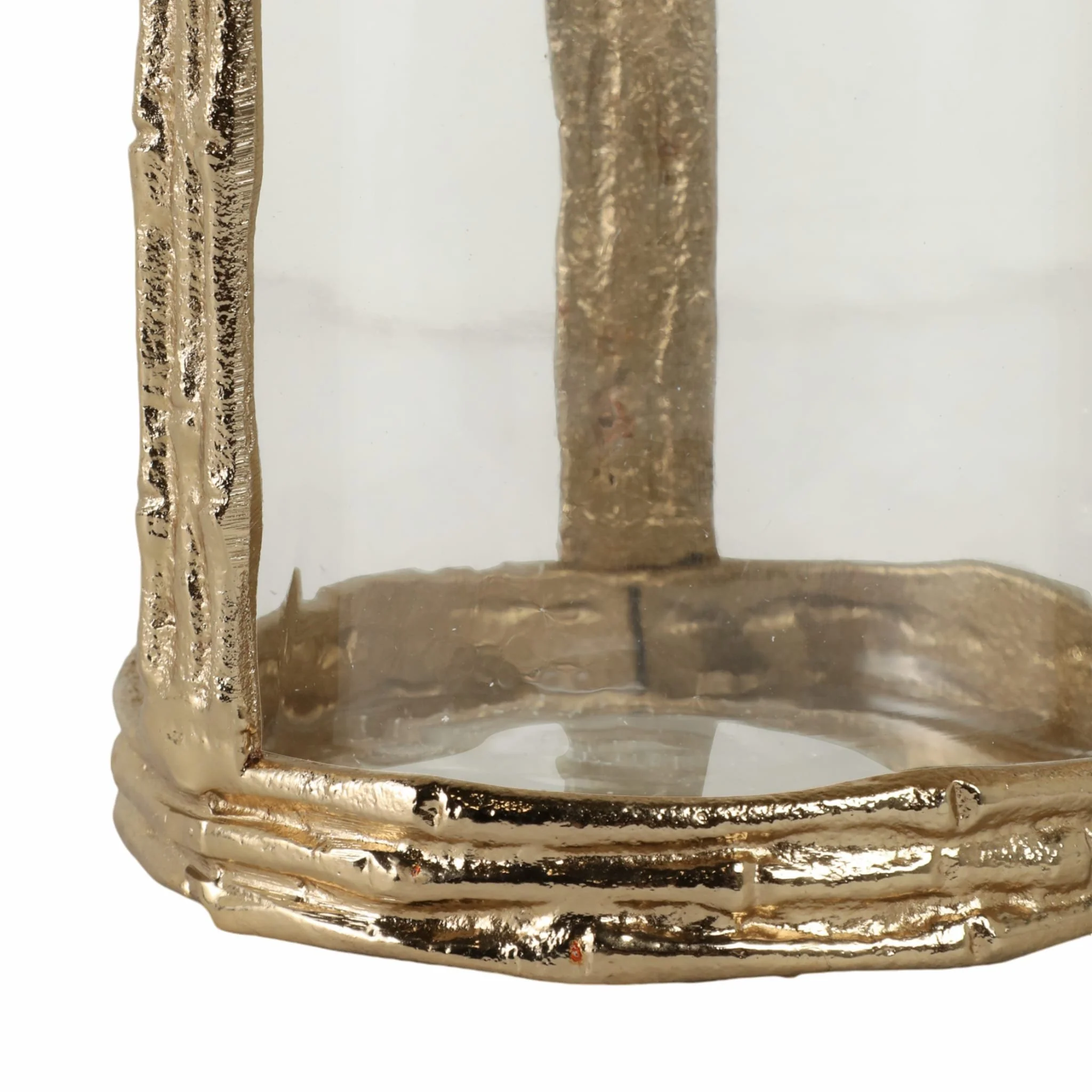 Metal, 8" Hurricane W Glass, Gold - Image 6