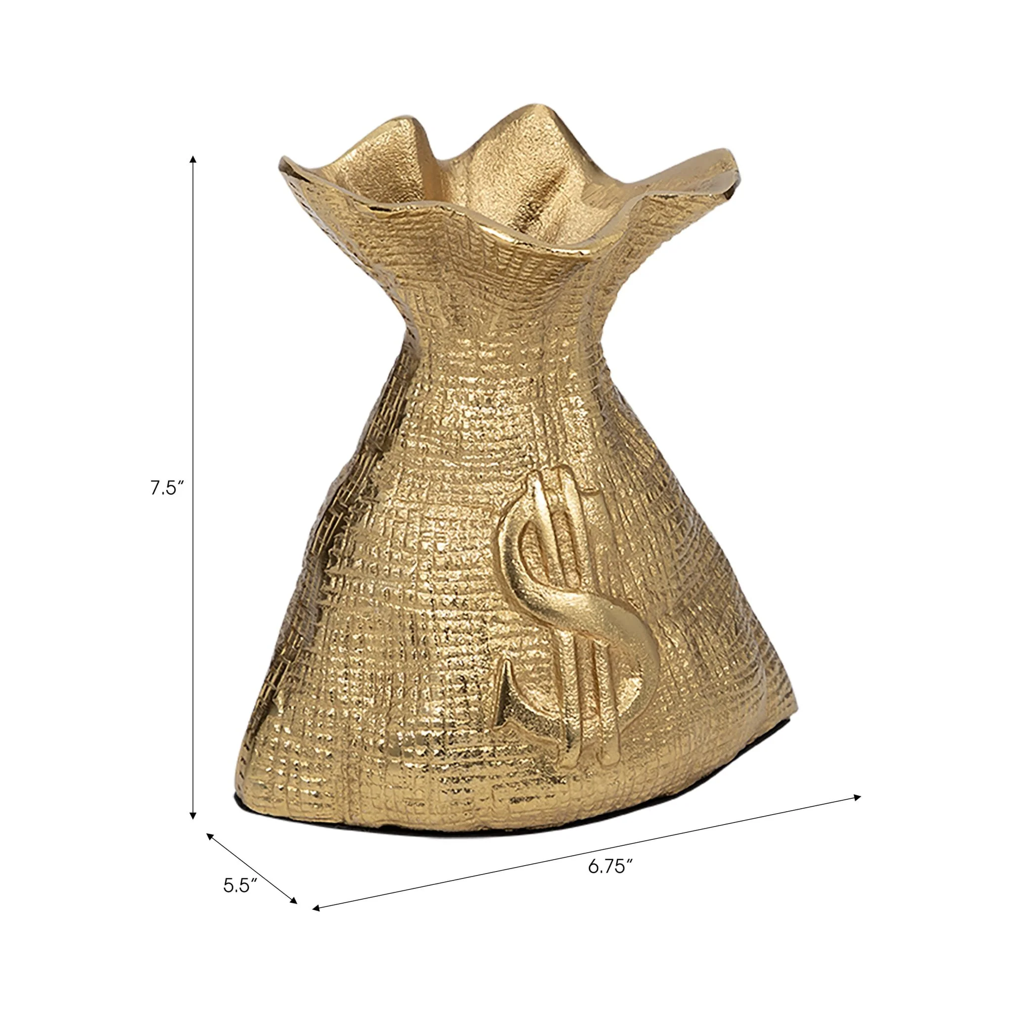 Metal, 8" Money Bag, Gold - Image 9