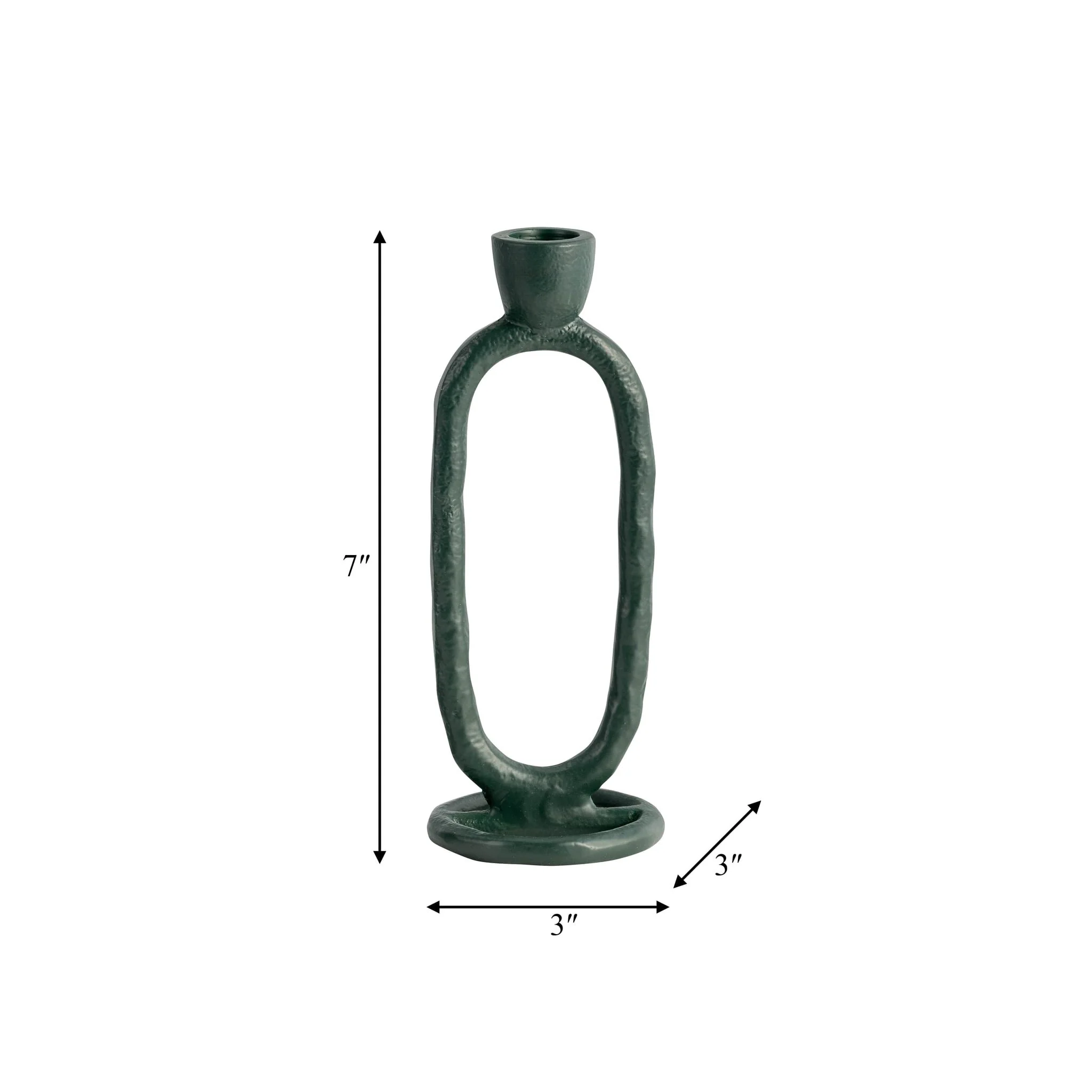 Metal, 8" Open Oval Taper Candleholder, Dark Green - Image 6