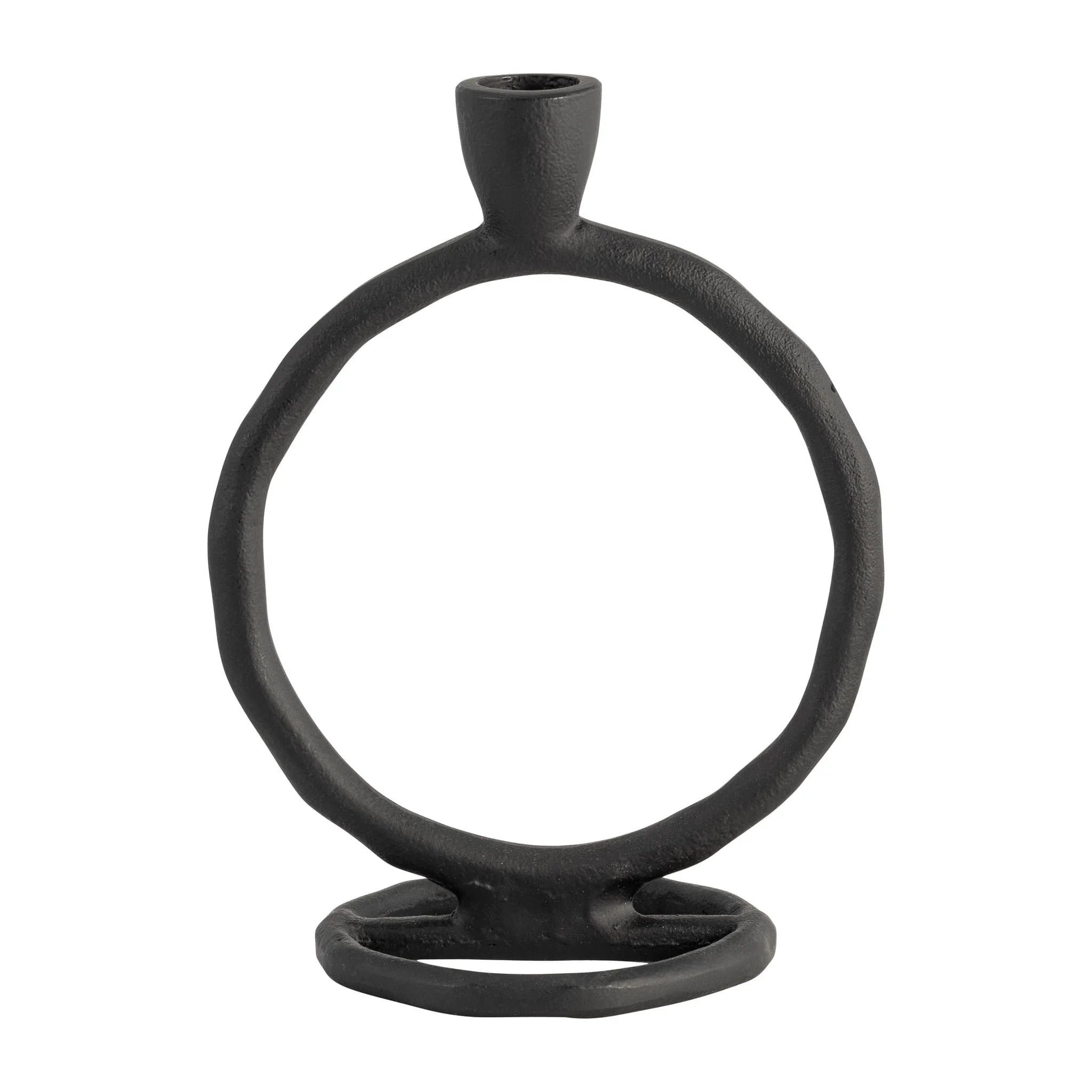 Metal, 8" Round Ring Taper Candleholder, Black